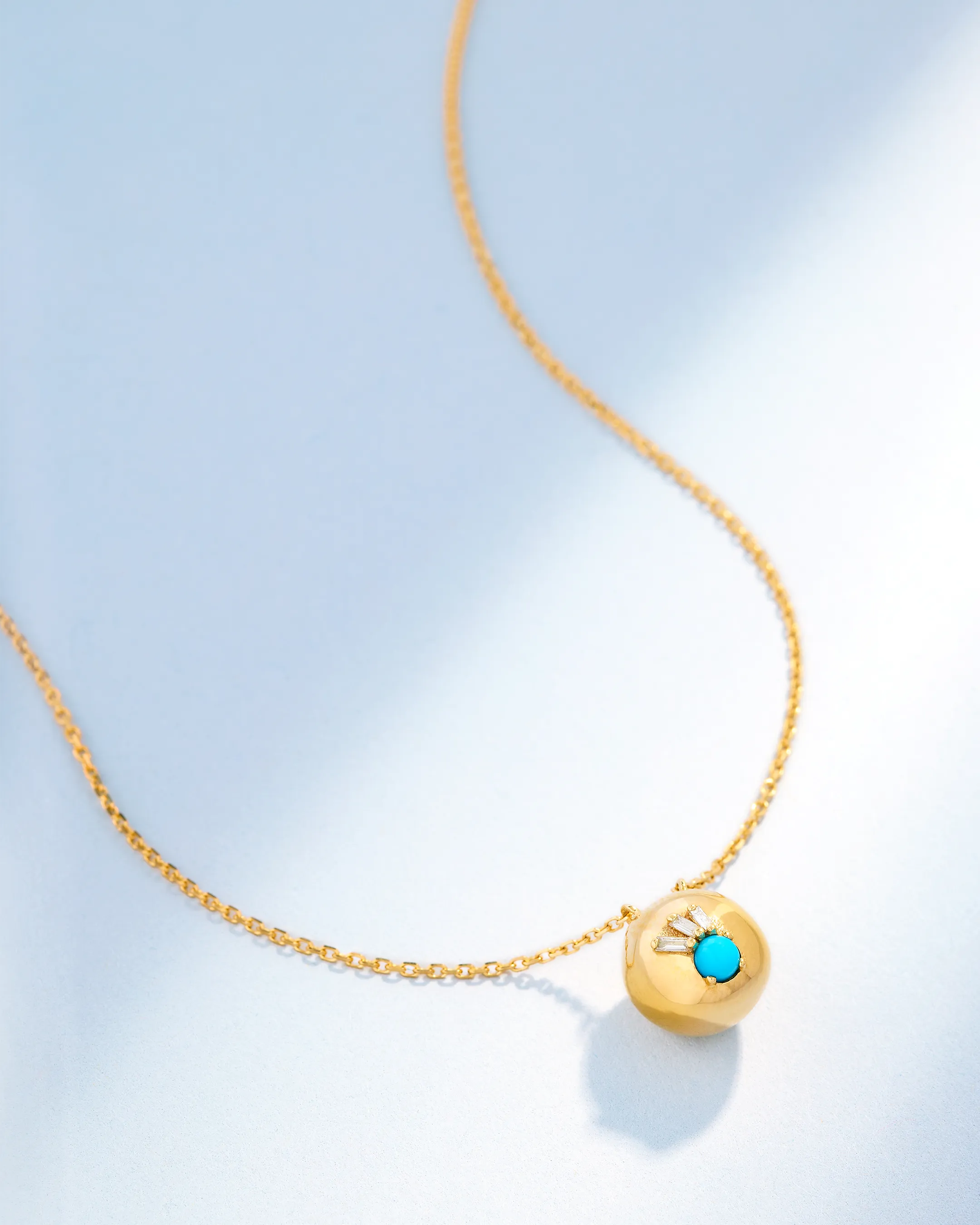 Suzanne Kalan Evil Eye Mini Turquoise Orb Pendant in 18k yellow gold