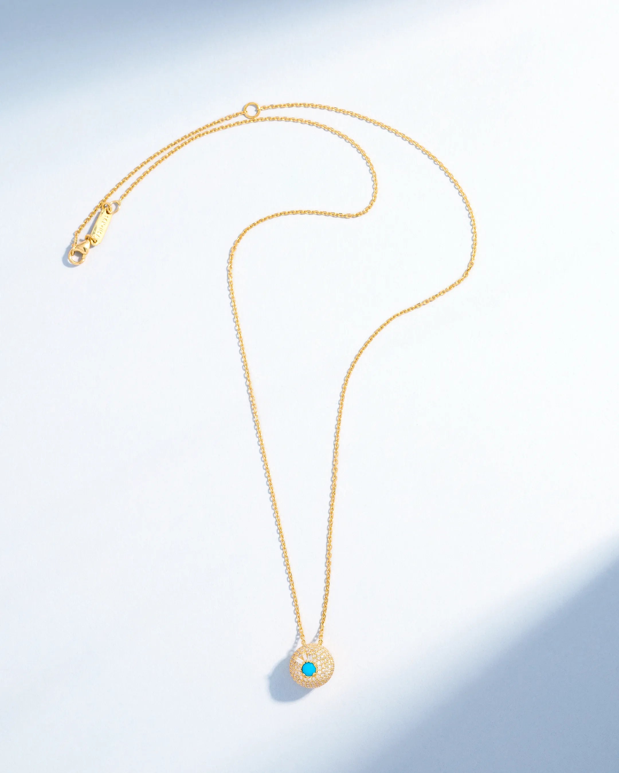 Suzanne Kalan Evil Eye Mini Turquoise Full Pave Diamond Orb Pendant in 18k yellow gold