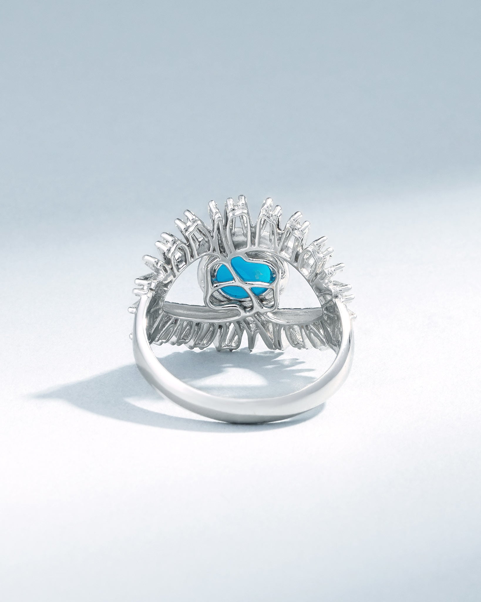 Suzanne Kalan Evil Eye Milli Turquoise Half Pavé Ring in 18k white gold