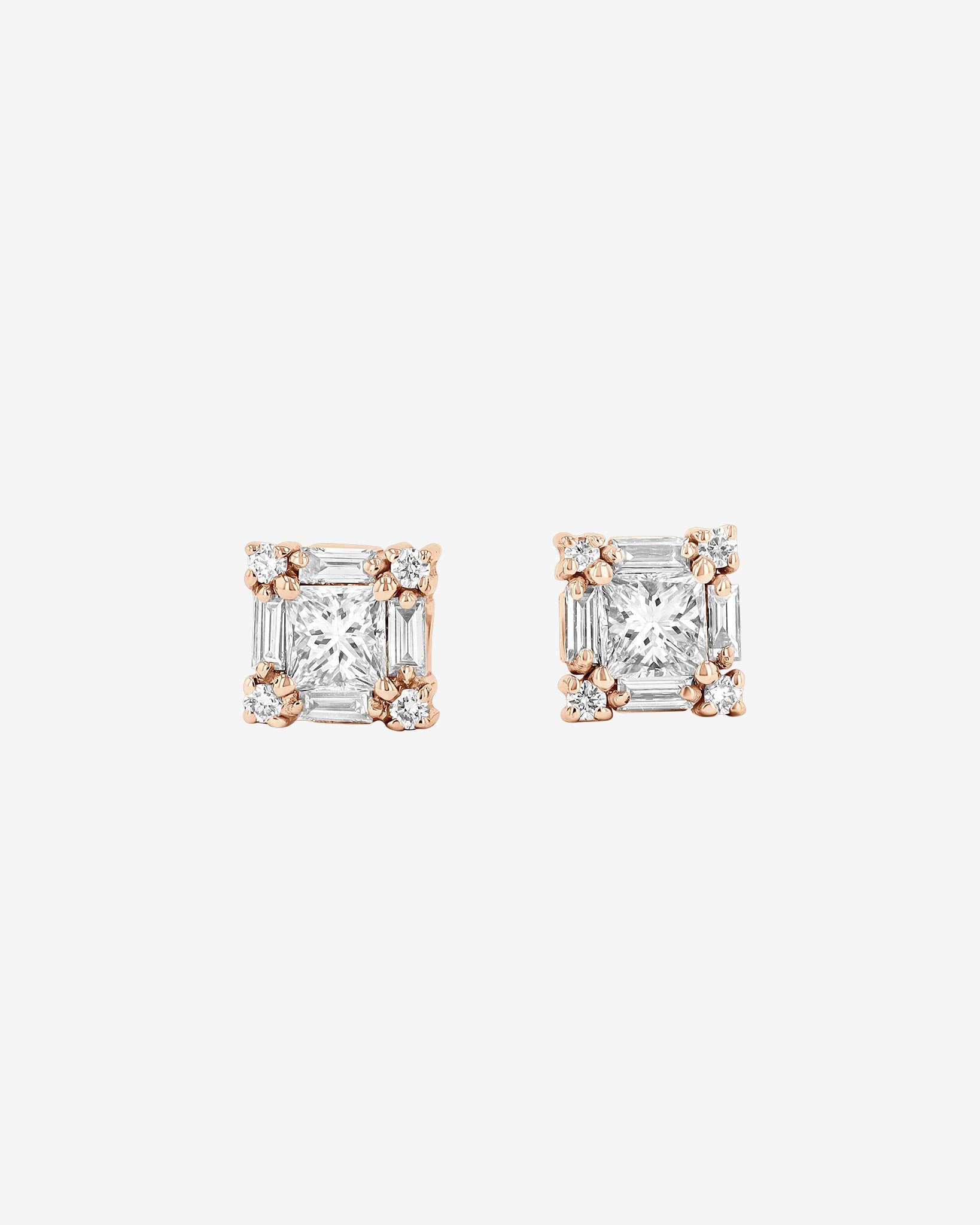 Suzanne Kalan Princess Mini Diamond Studs in 18k rose gold