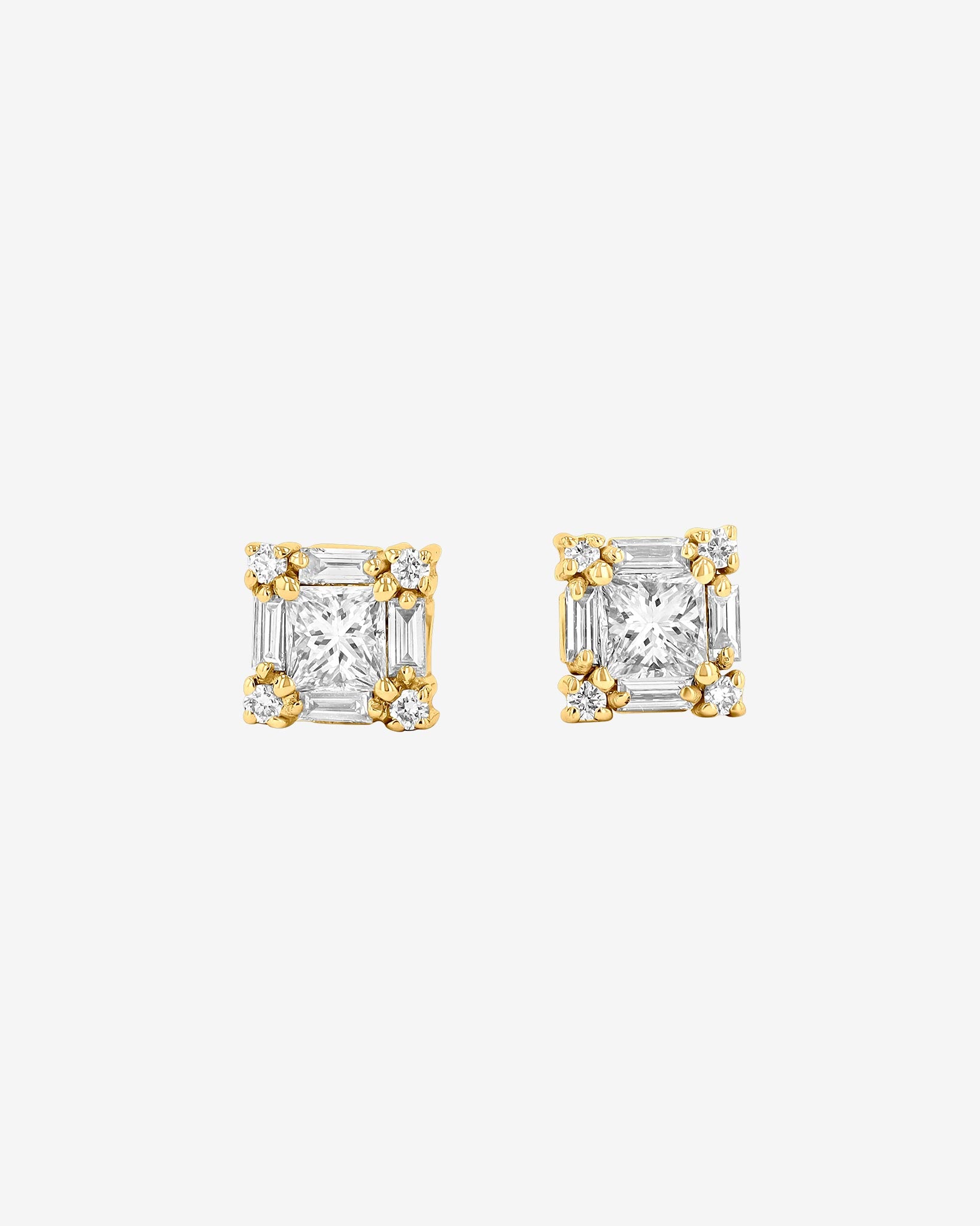 Suzanne Kalan Princess Mini Diamond Studs in 18k yellow gold