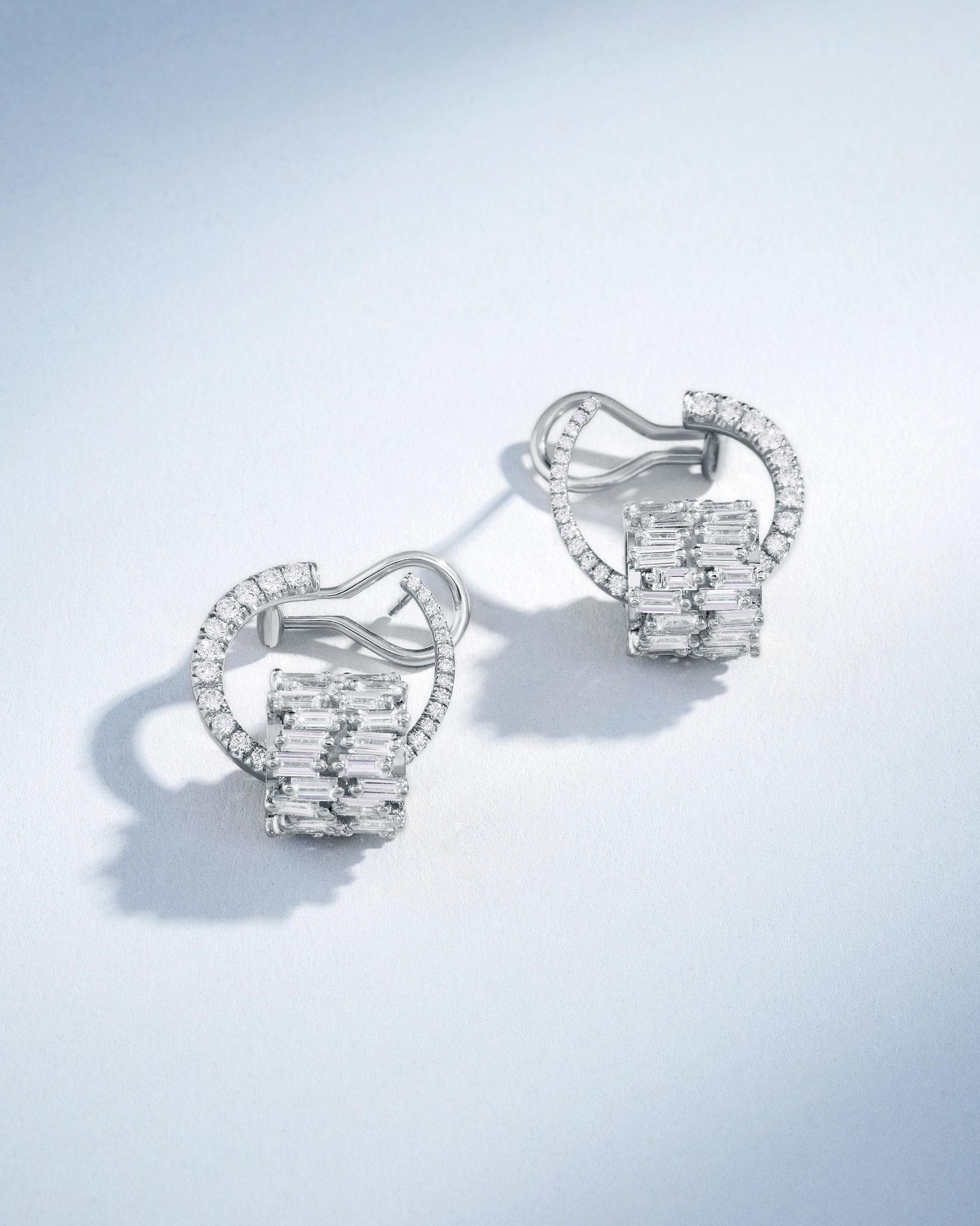 Suzanne Kalan Infinite Double Row Diamond Rondelle Sideways Hoops in 18k white gold