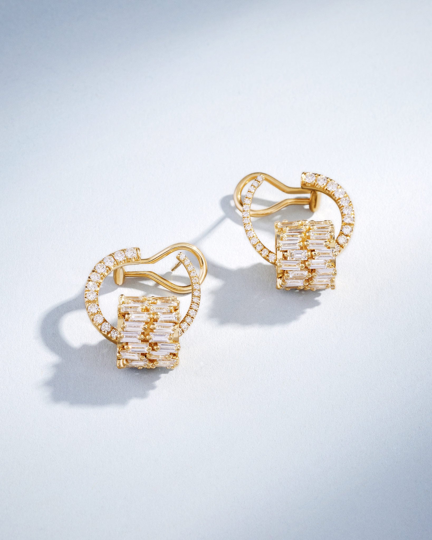 Suzanne Kalan Infinite Double Row Diamond Rondelle Sideways Hoops in 18k yellow gold