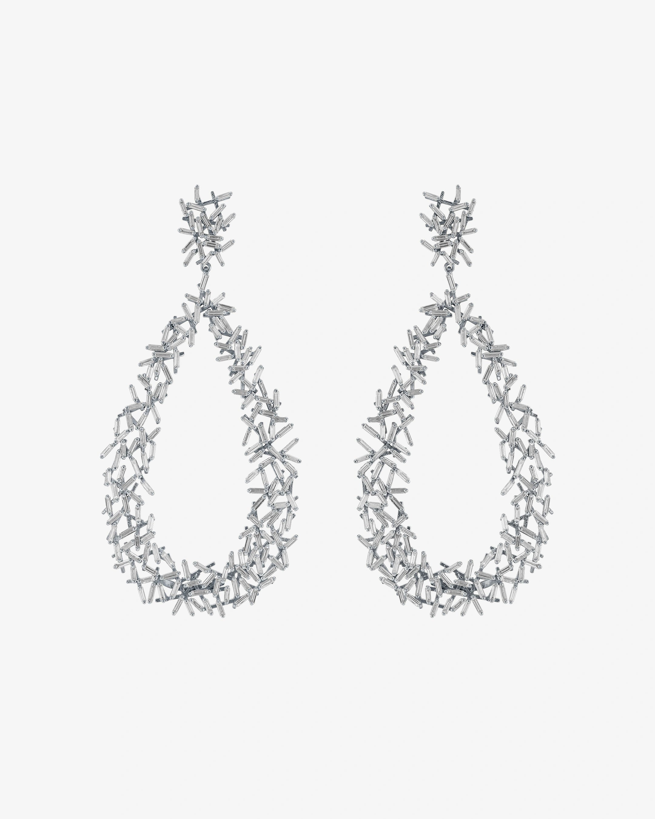 Suzanne Kalan Classic Diamond Criss Cross Drop Earrings in 18k white gold