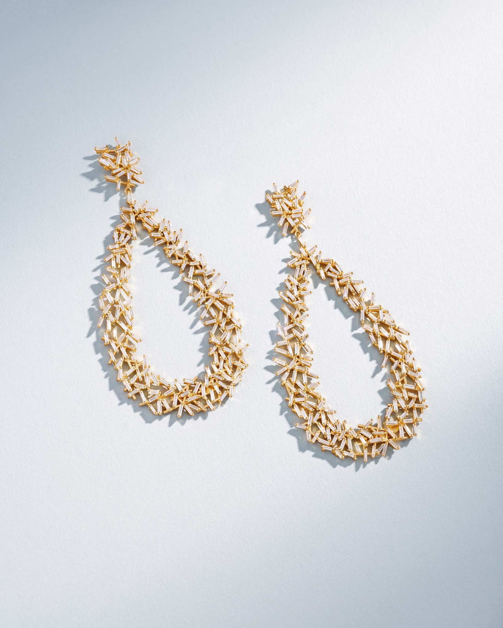 Suzanne Kalan Classic Diamond Criss Cross Drop Earrings in 18k yellow gold