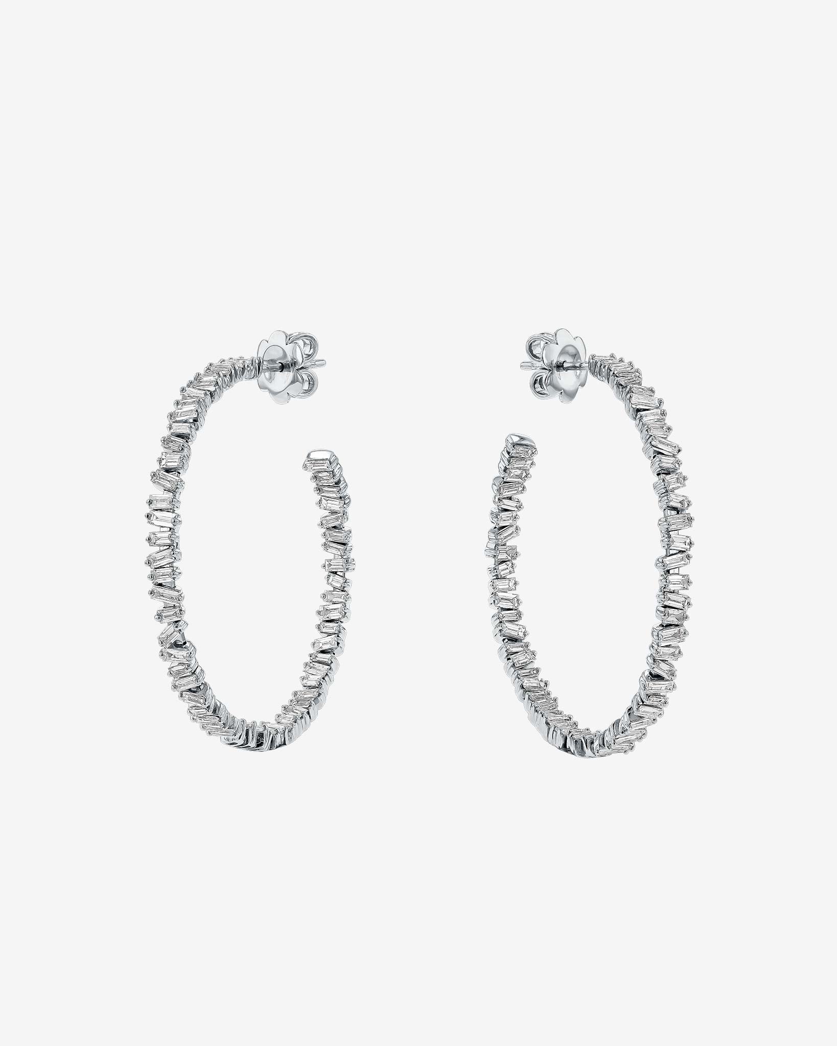 Suzanne Kalan Classic Diamond Midi Hoops in 18k white gold
