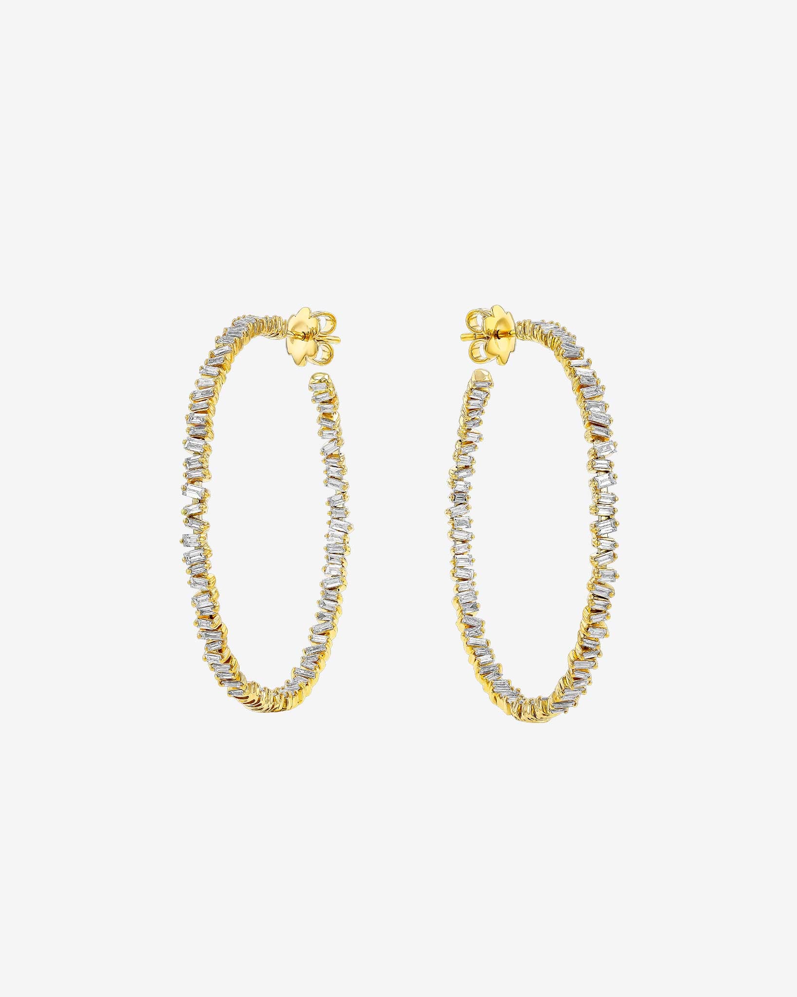 Suzanne Kalan Classic Diamond Milli Hoops in 18k yellow gold
