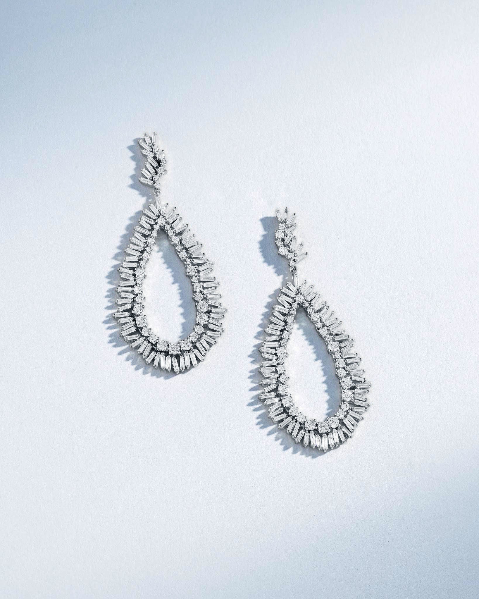 Suzanne Kalan Classic Diamond Milli Tear Drop Earrings in 18k white gold
