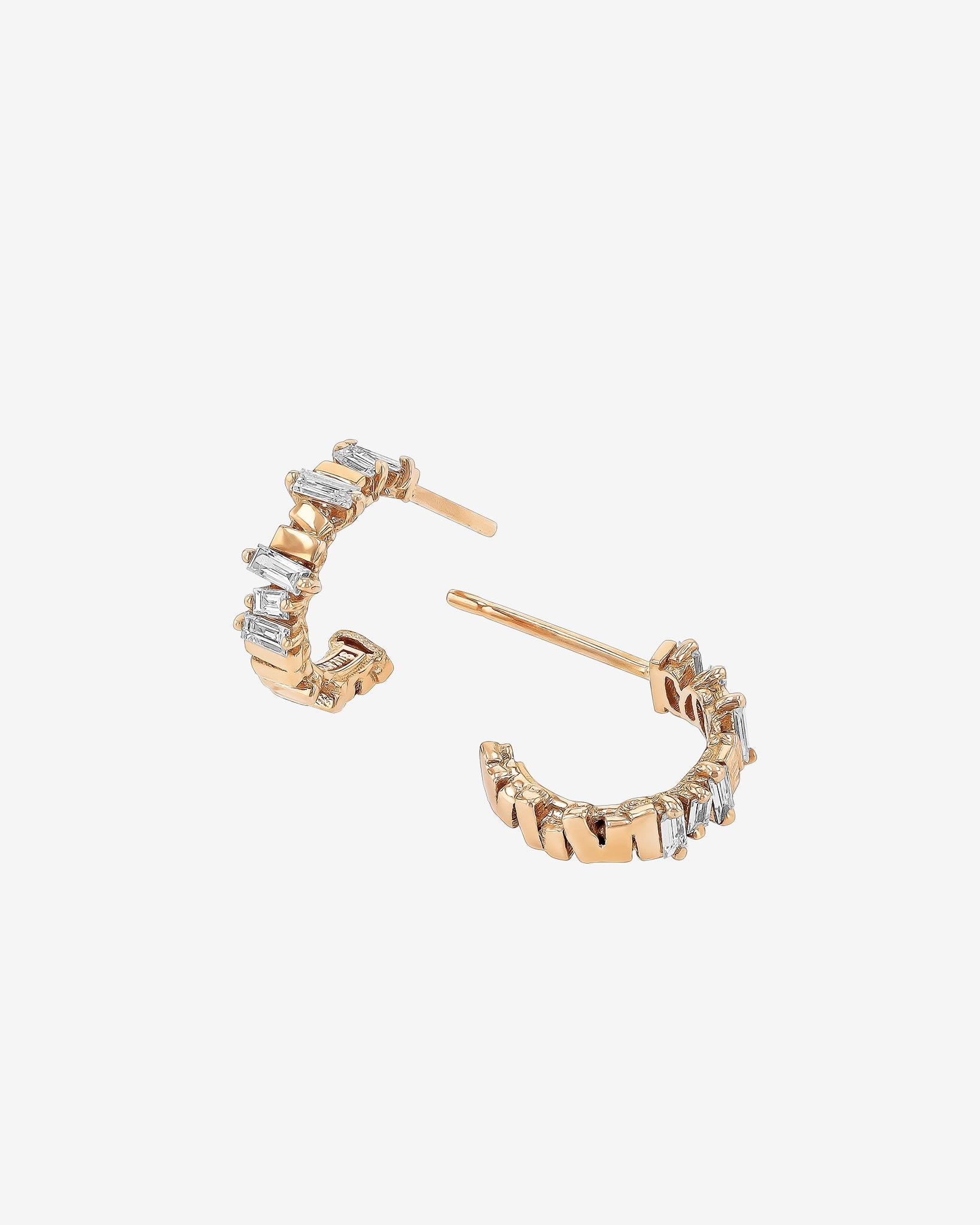 Suzanne Kalan Classic Diamond & Gold Mini Hoops in 18k rose gold