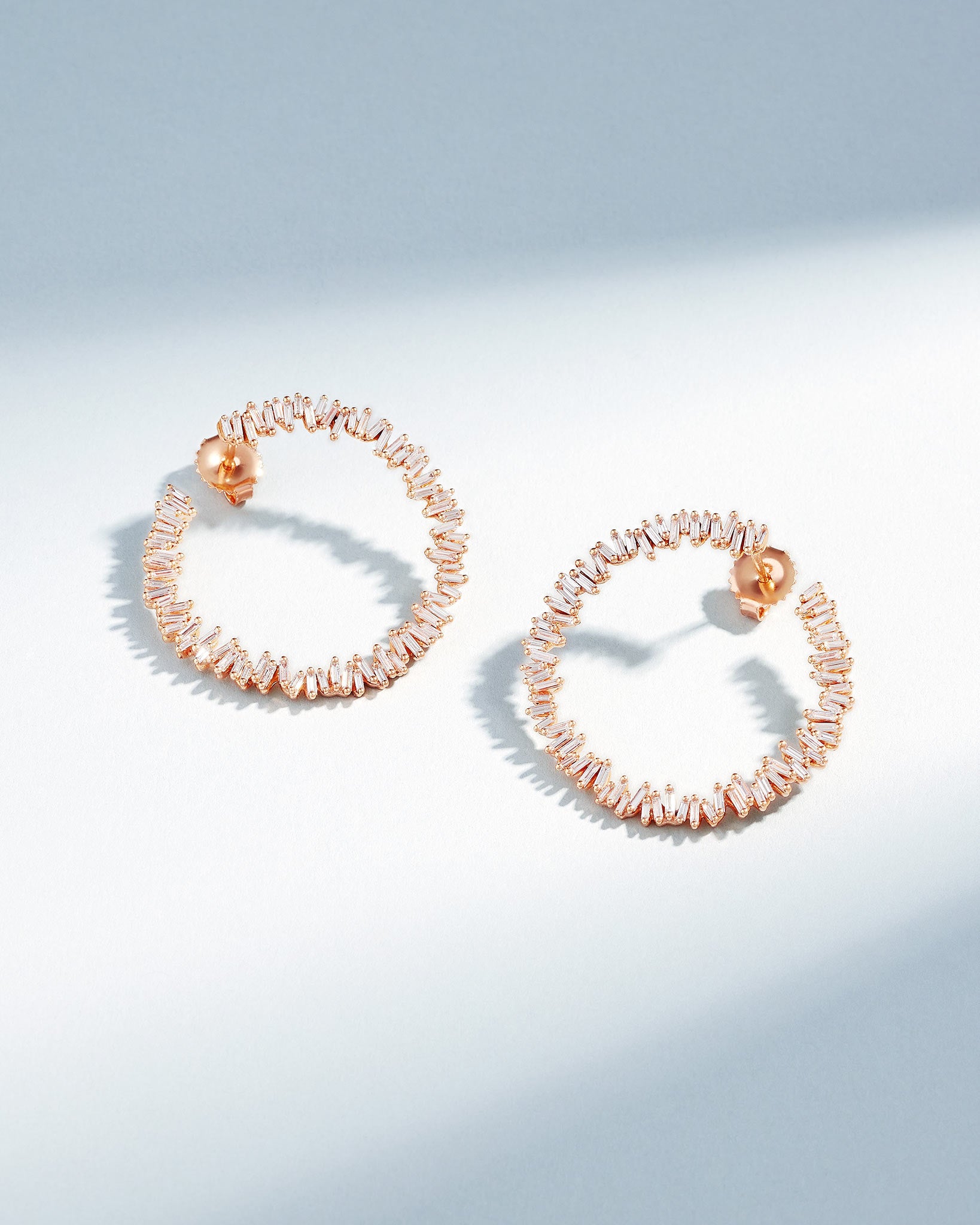 Suzanne Kalan Classic Diamond Midi Sideways Hoops in 18k rose gold
