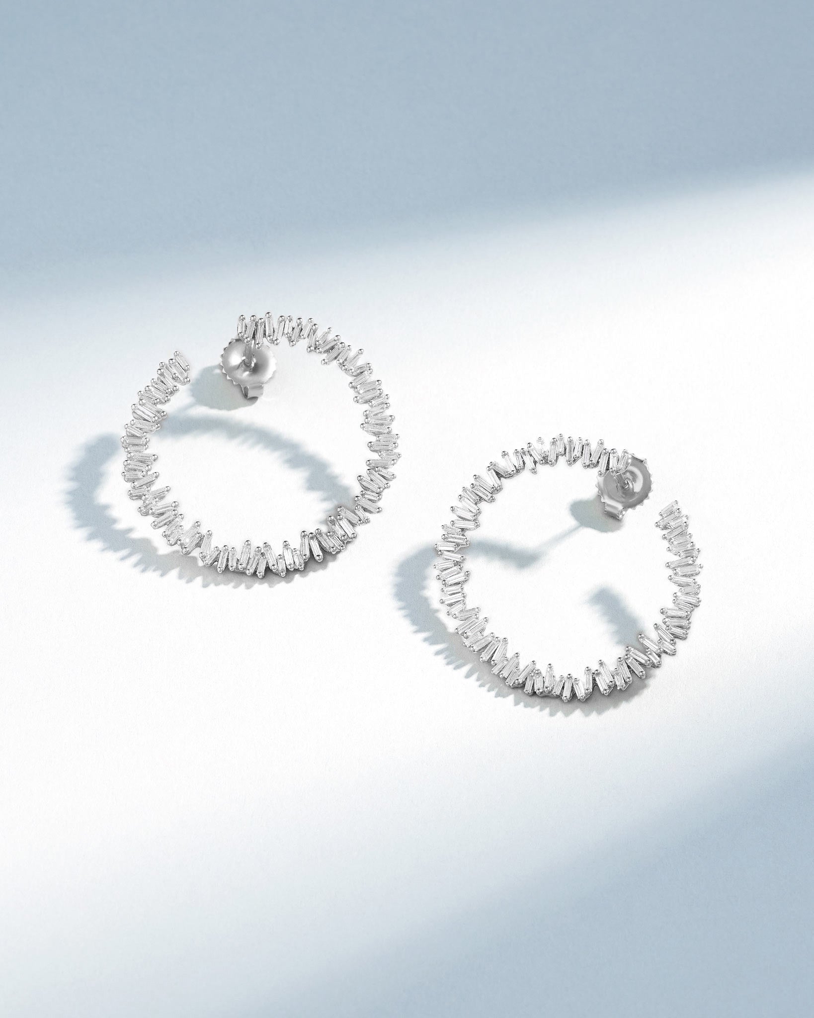 Suzanne Kalan Classic Diamond Midi Sideways Hoops in 18k white gold