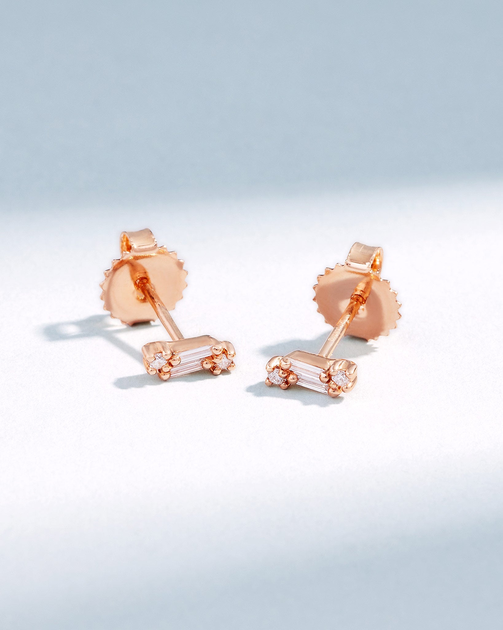 Suzanne Kalan Classic Diamond Mini Bar Studs in 18k rose gold