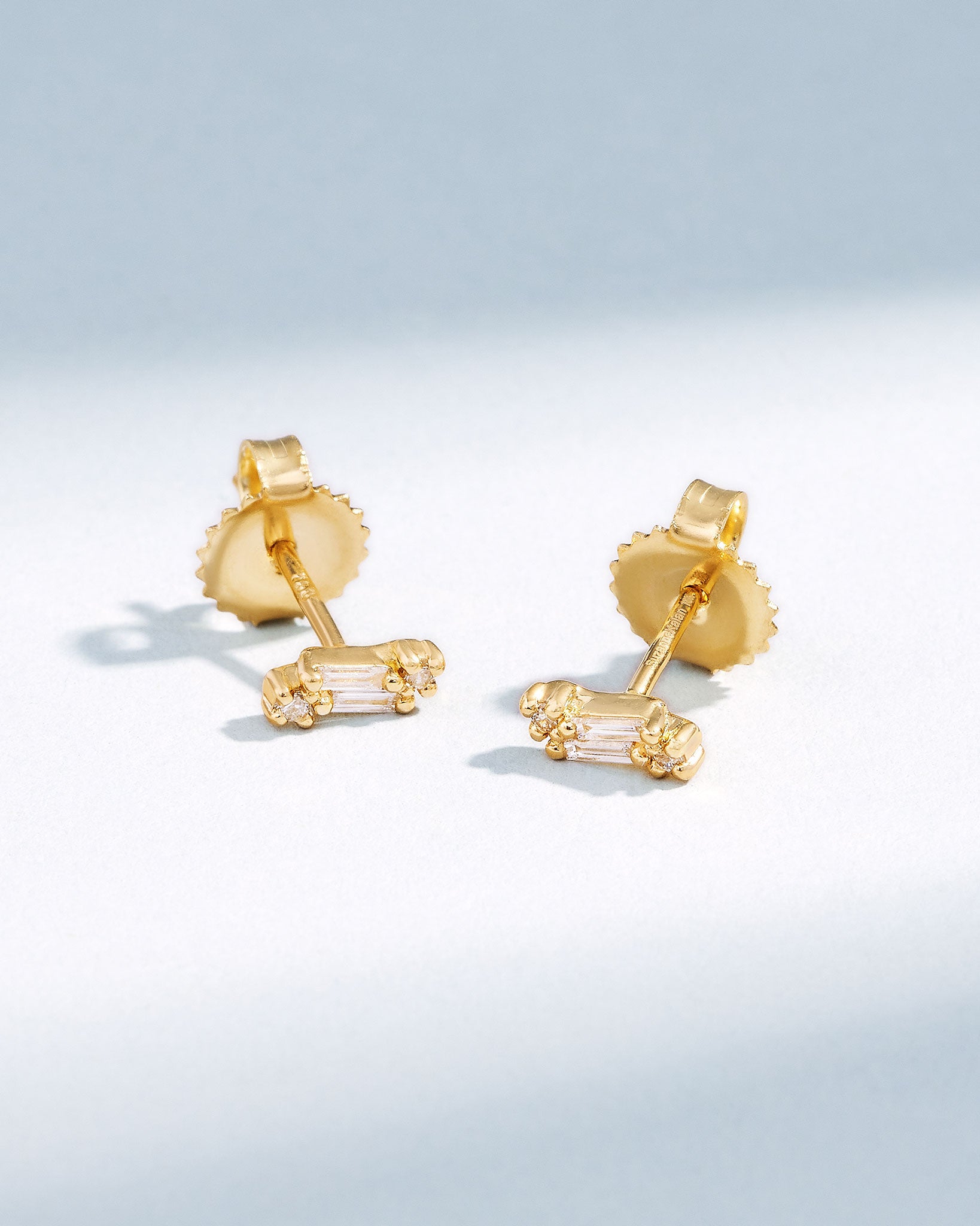 Suzanne Kalan Classic Diamond Mini Bar Studs in 18k yellow gold