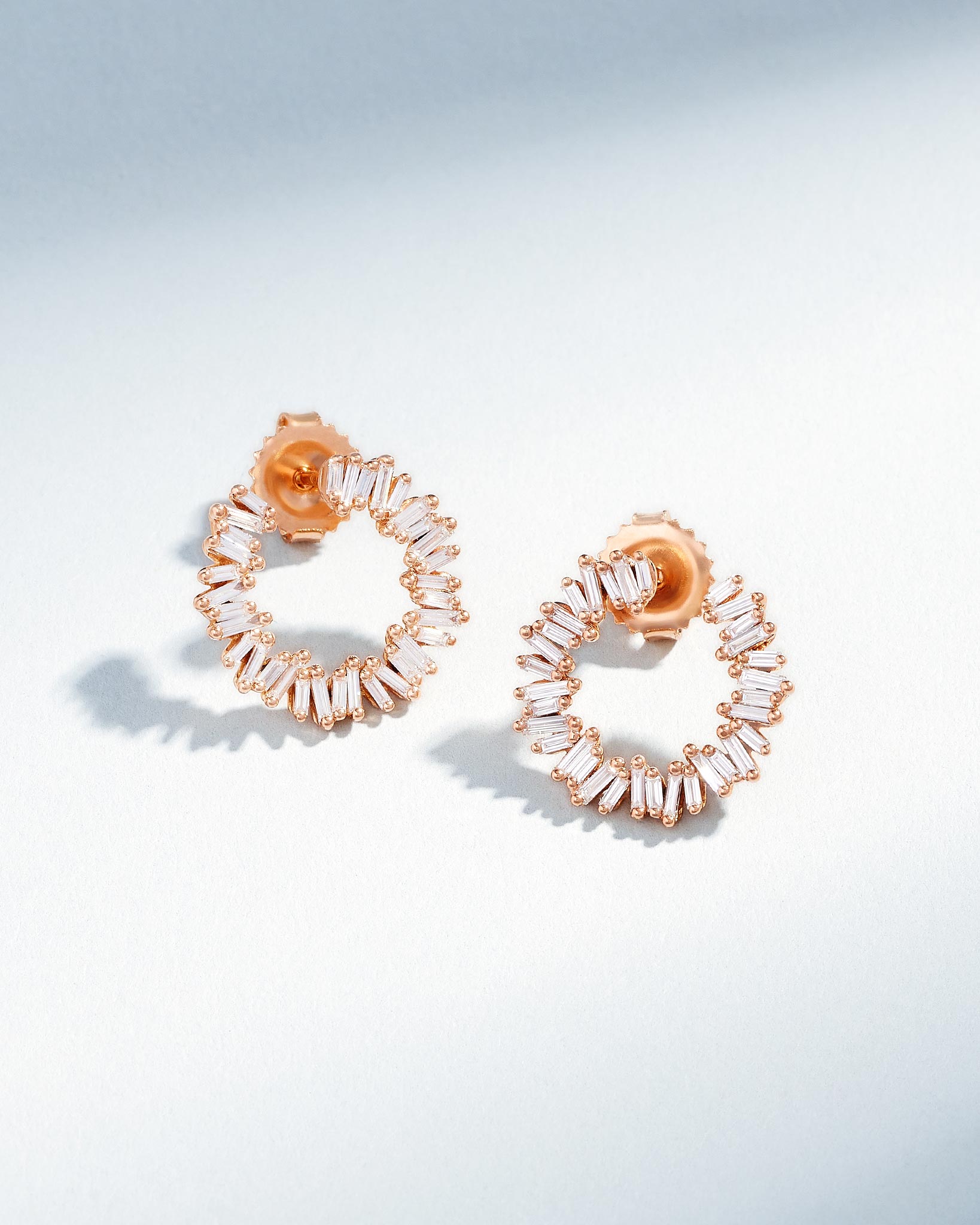 Suzanne Kalan Classic Diamond Mini Sideways Hoops in 18k rose gold