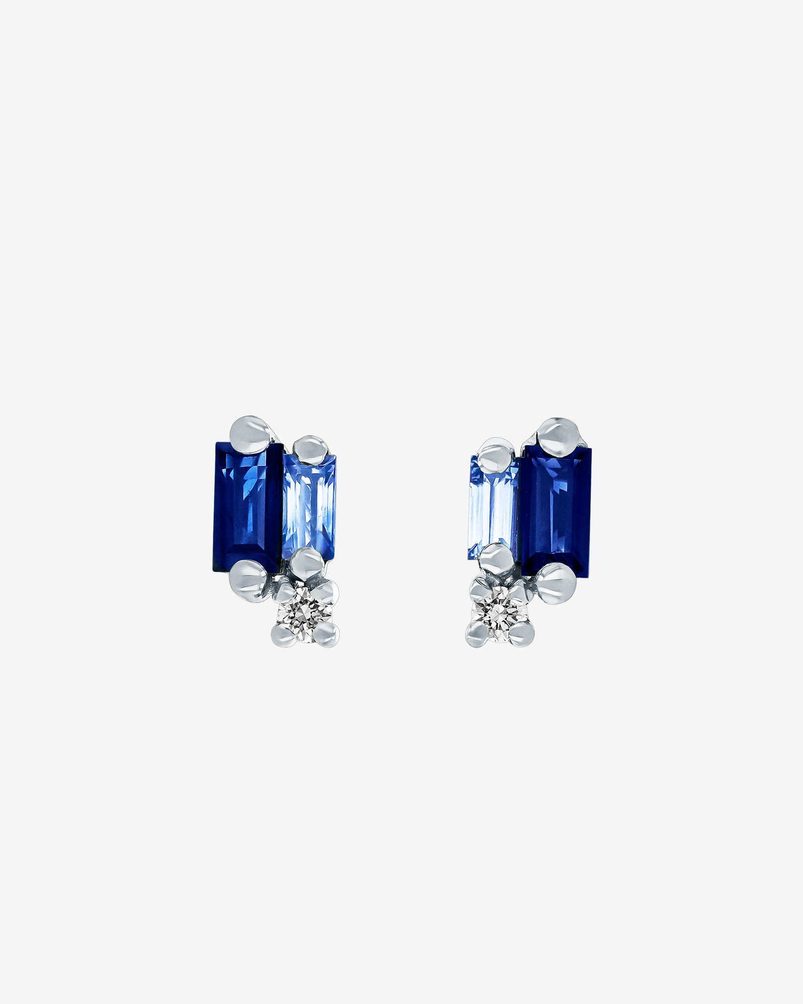Suzanne Kalan Blue Sapphire Mini Stud Earrings in 18k white gold