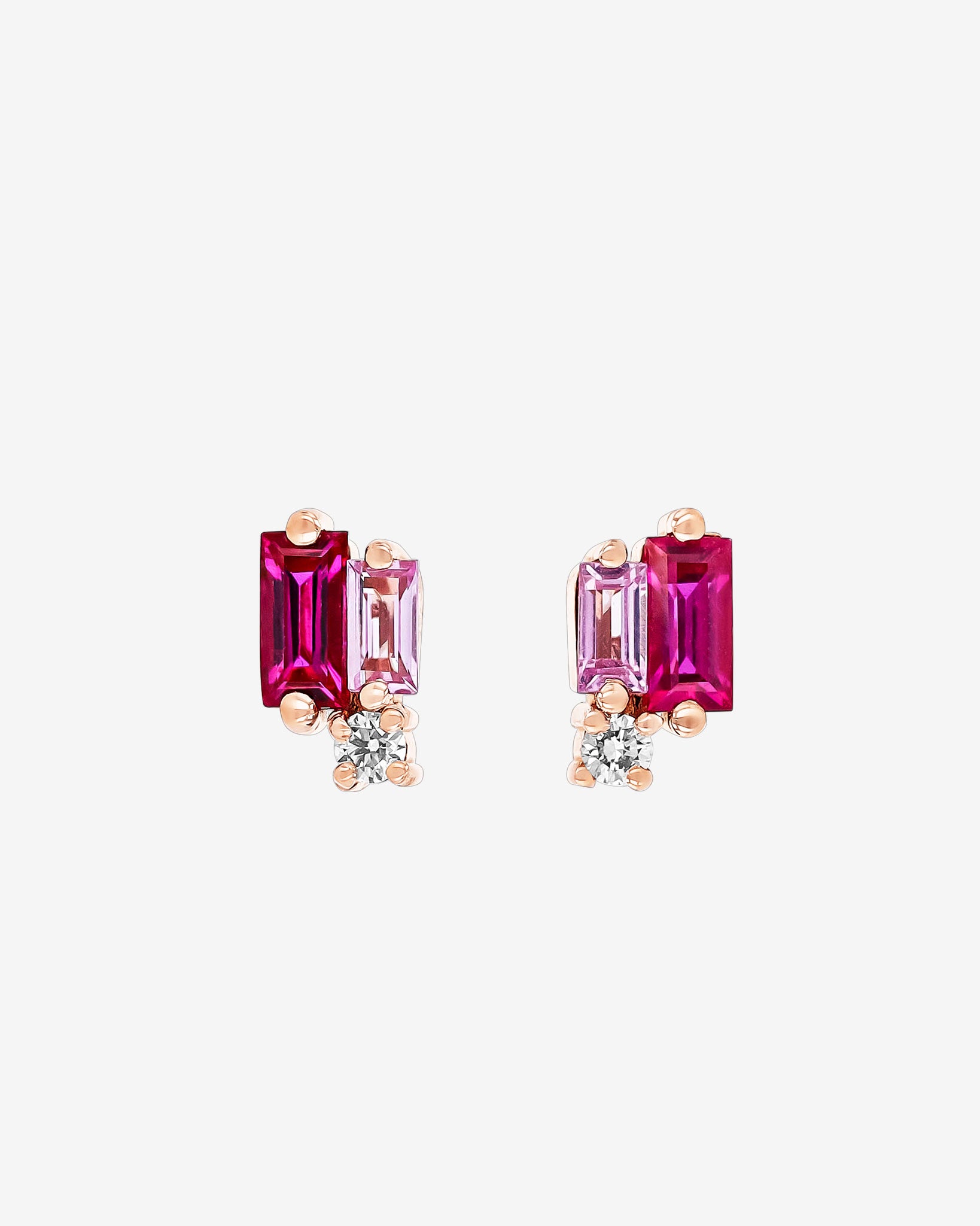 Suzanne Kalan Bold Burst Pink Sapphire Studs in 18k rose gold