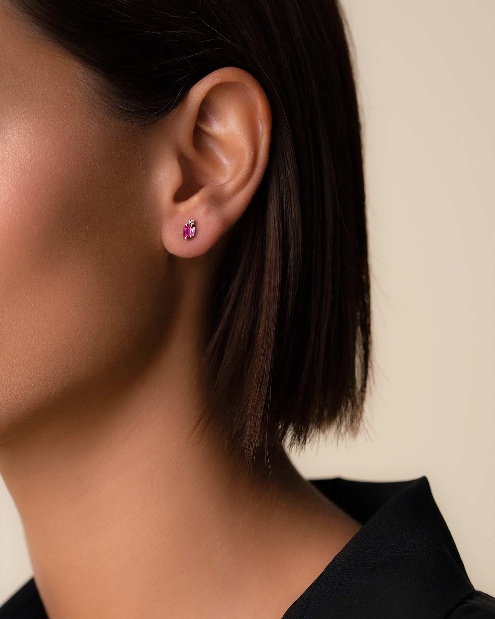 Suzanne Kalan Bold Burst Pink Sapphire Studs in 18k rose gold