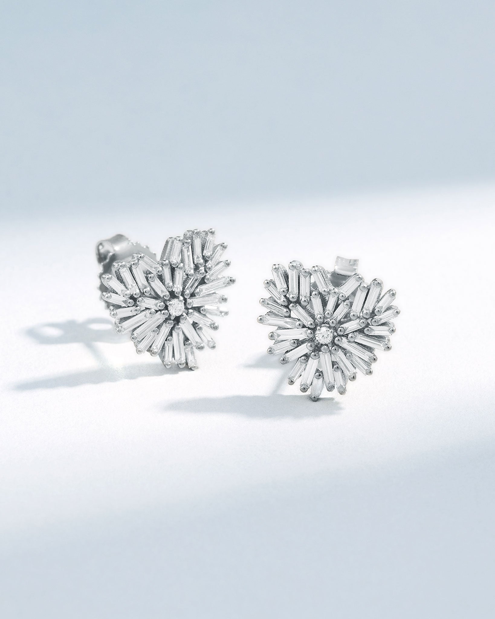 Suzanne Kalan Classic Diamond Small Heart Studs in 18k white gold