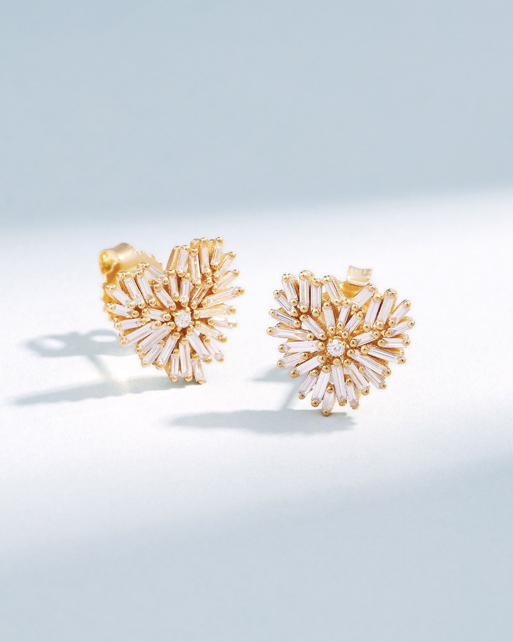 Suzanne Kalan Classic Diamond Small Heart Studs in 18k yellow gold