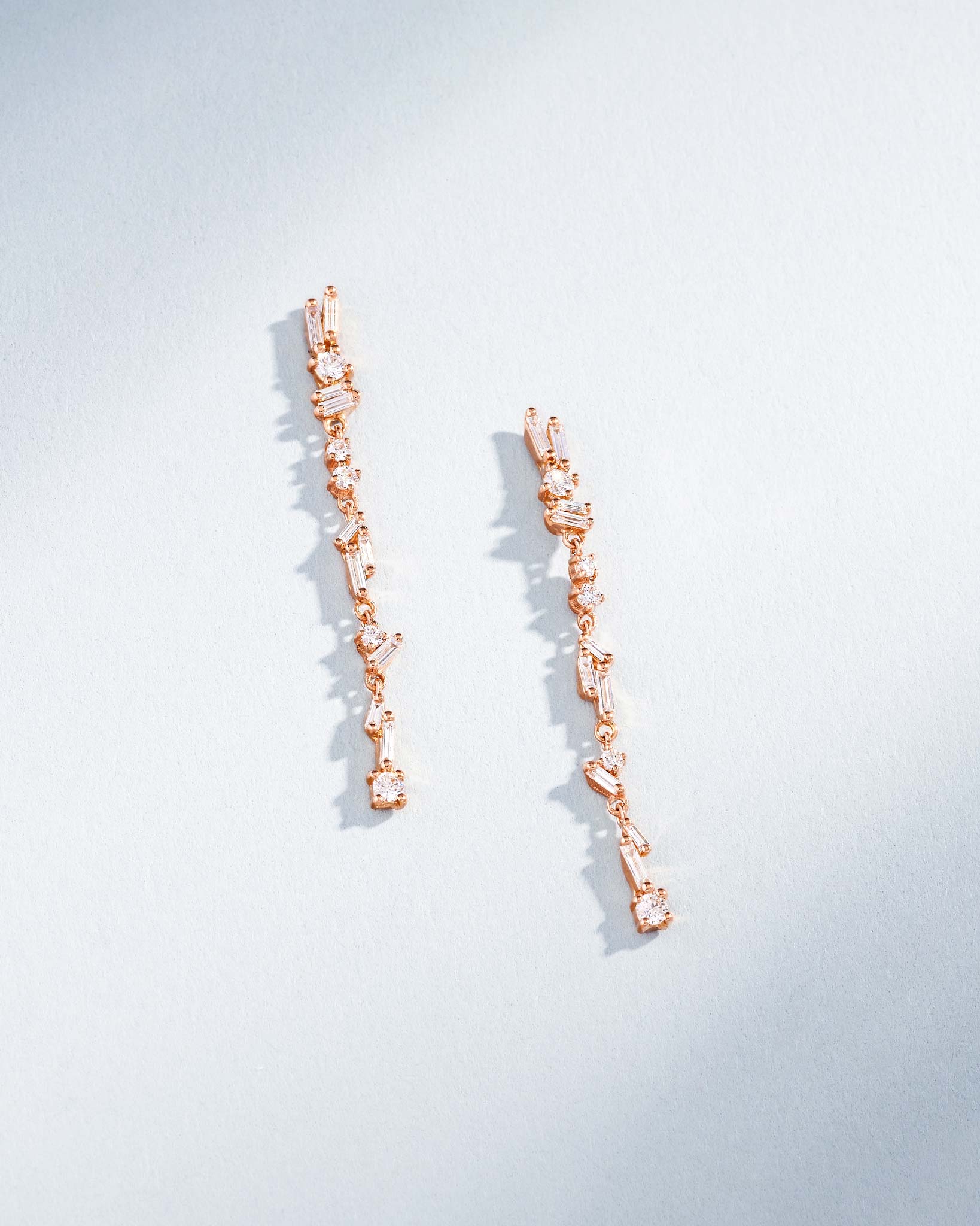 Suzanne Kalan Classic Diamond Sparkler Drop Earrings in 18k rose gold