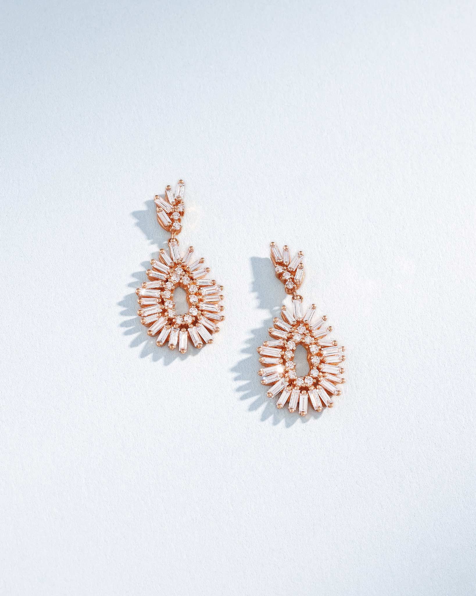 Suzanne Kalan Classic Diamond Mini Tear Drop Earrings in 18k rose gold