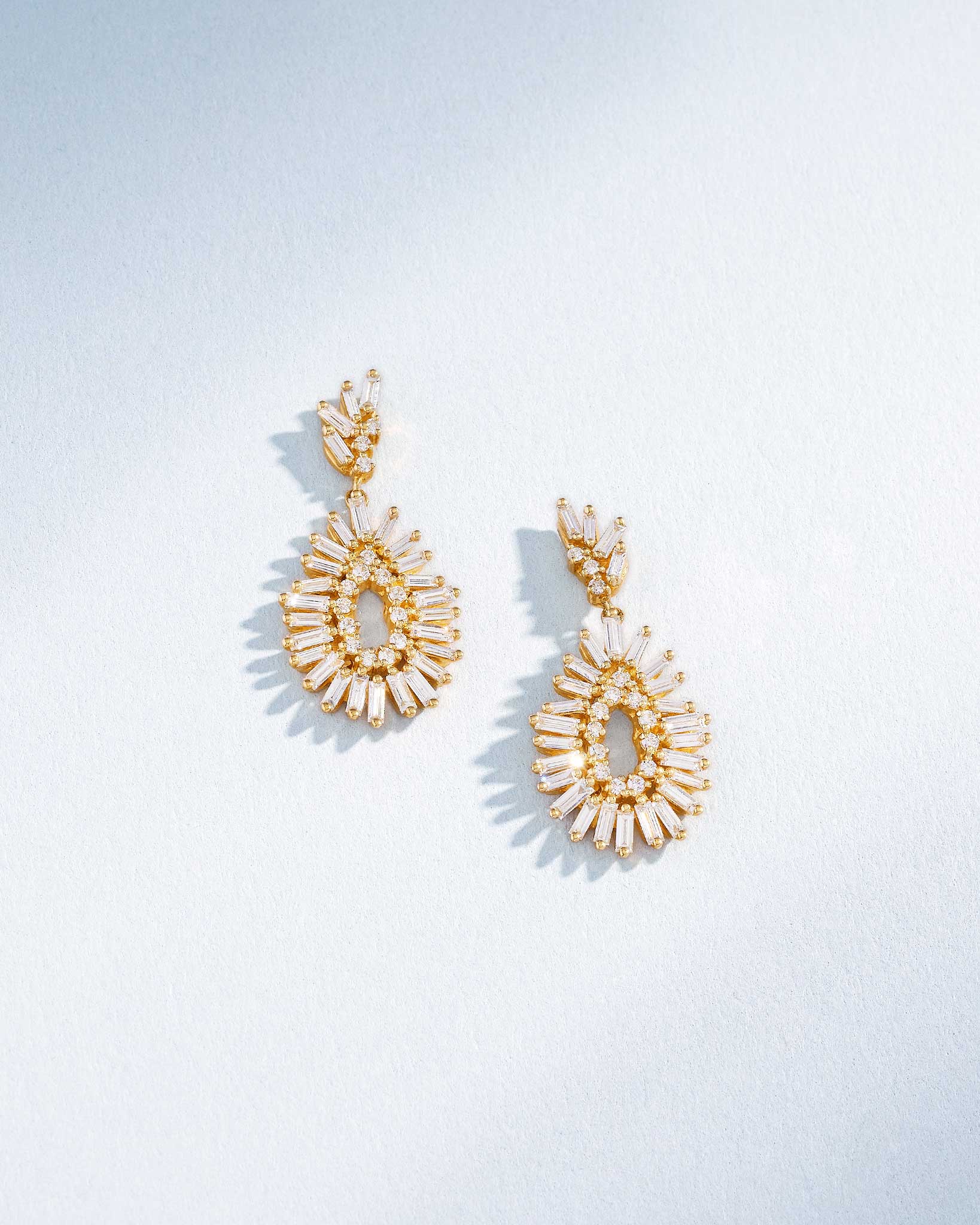 Suzanne Kalan Classic Diamond Mini Tear Drop Earrings in 18k yellow gold