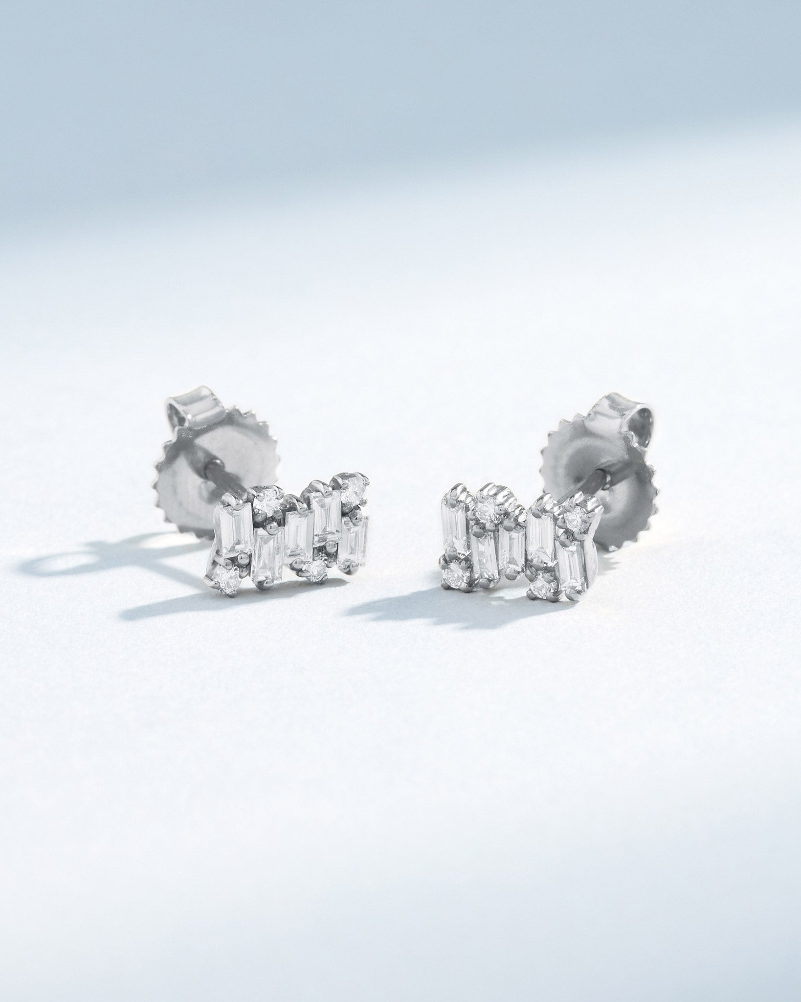 Suzanne Kalan Classic Diamond Shimmer Stud Earrings in 18k white gold