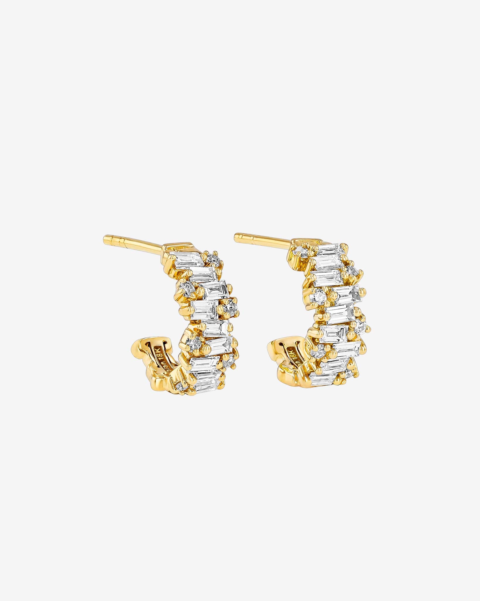 Suzanne Kalan Classic Diamond Shimmer Mini Hoops in 18k yellow gold