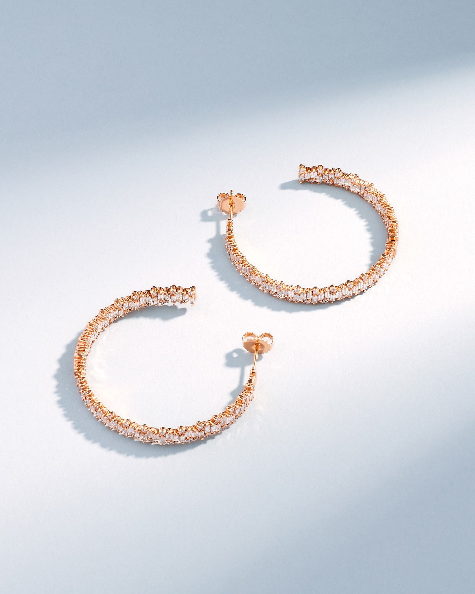 Suzanne Kalan Classic Diamond Shimmer Milli Hoops in 18k rose gold