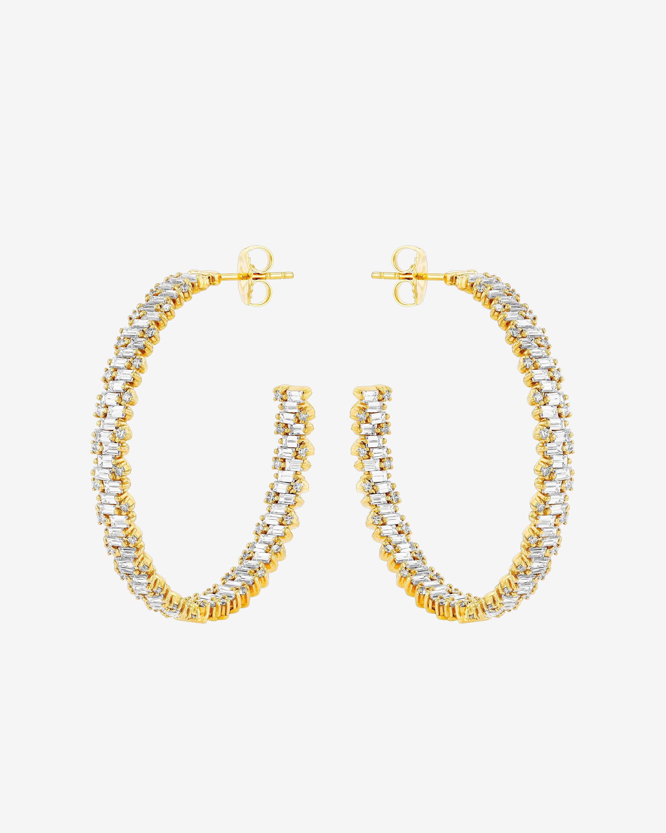 Suzanne Kalan Classic Diamond Shimmer Milli Hoops in 18k yellow gold