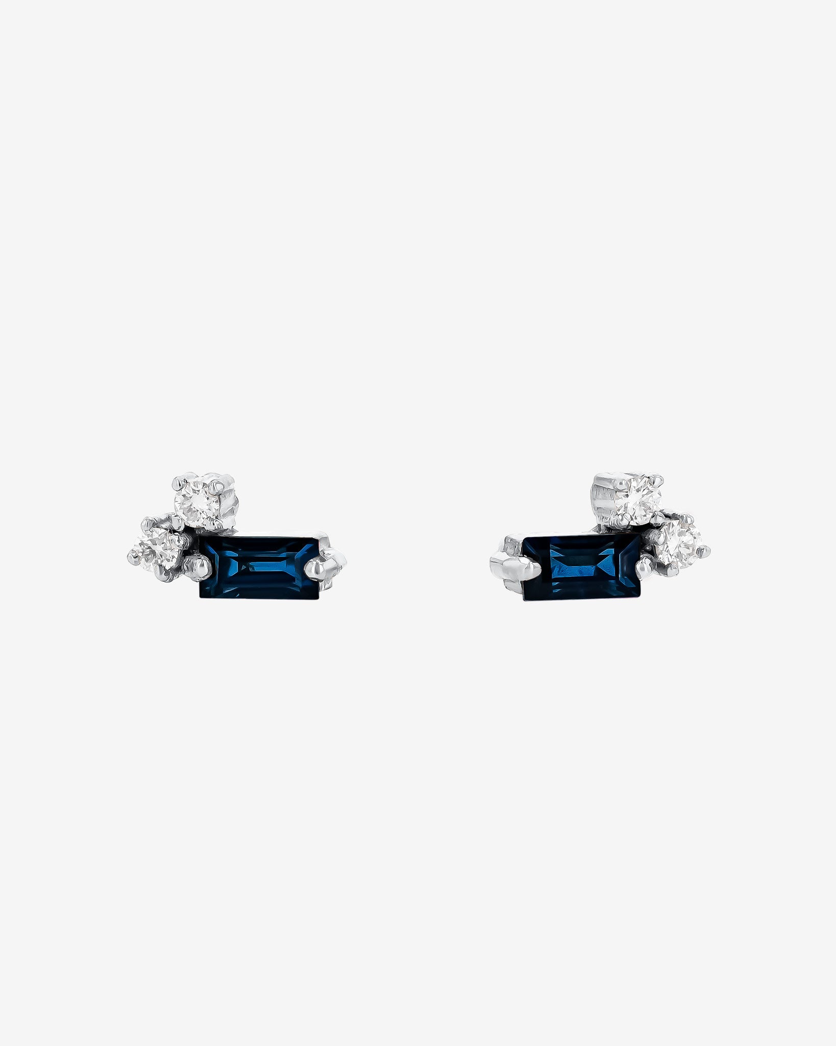 Suzanne Kalan Bold Burst Mini Dark Blue Sapphire Studs in 18k white gold