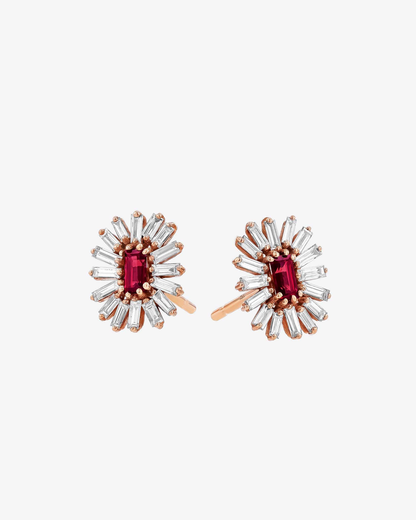 Suzanne Kalan Bold Spark Ruby Studs in 18k rose gold