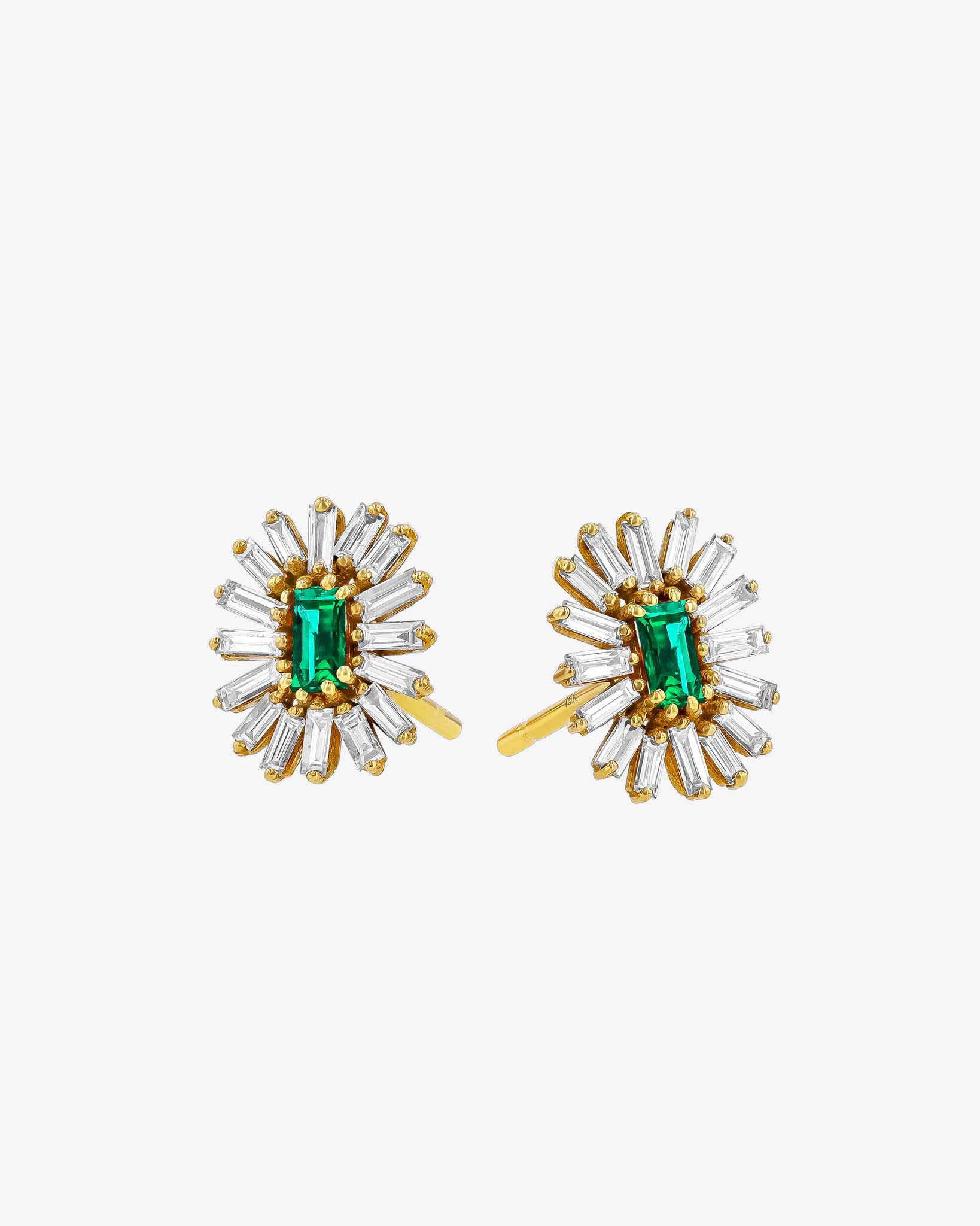 Suzanne Kalan Bold Spark Emerald Studs in 18k yellow gold