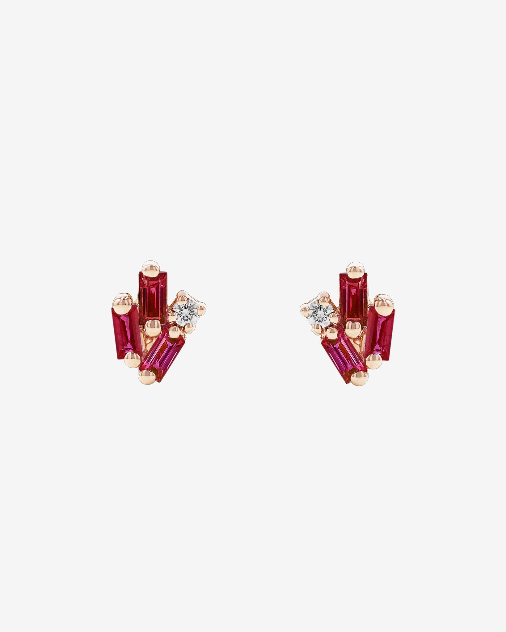 Suzanne Kalan Bold Cluster Ruby Studs in 18k rose gold
