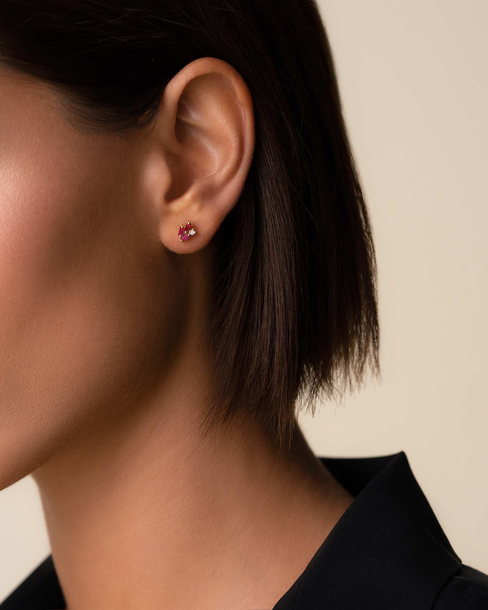 Suzanne Kalan Bold Cluster Ruby Studs in 18k yellow gold