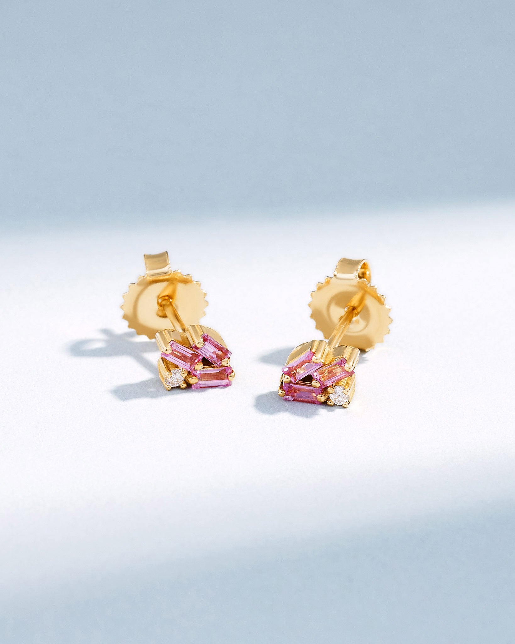 Suzanne Kalan Bold Cluster Pink Sapphire Studs in 18k yellow gold