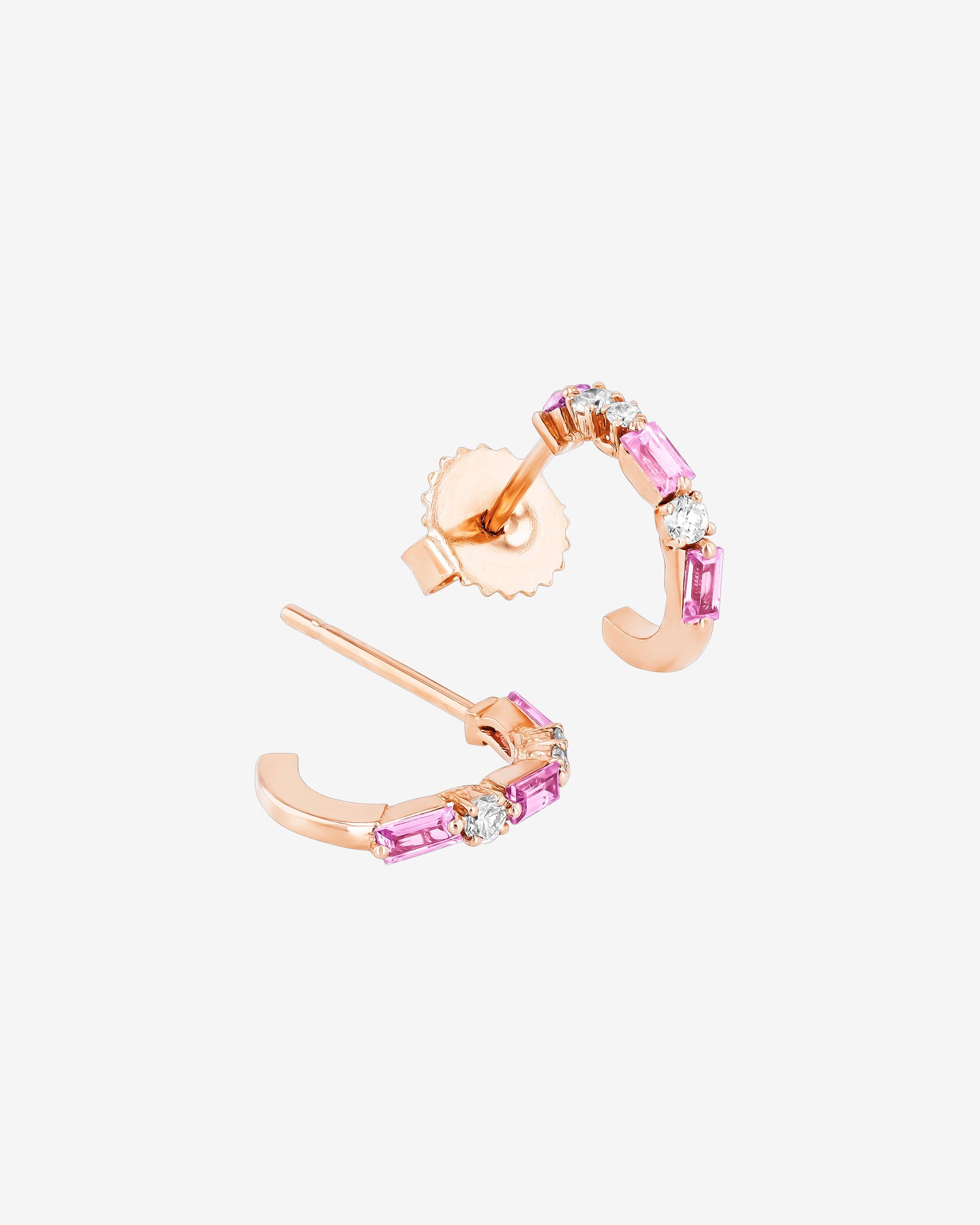 Suzanne Kalan Thin Mix Mini Pink Sapphire Hoops in 18k rose gold