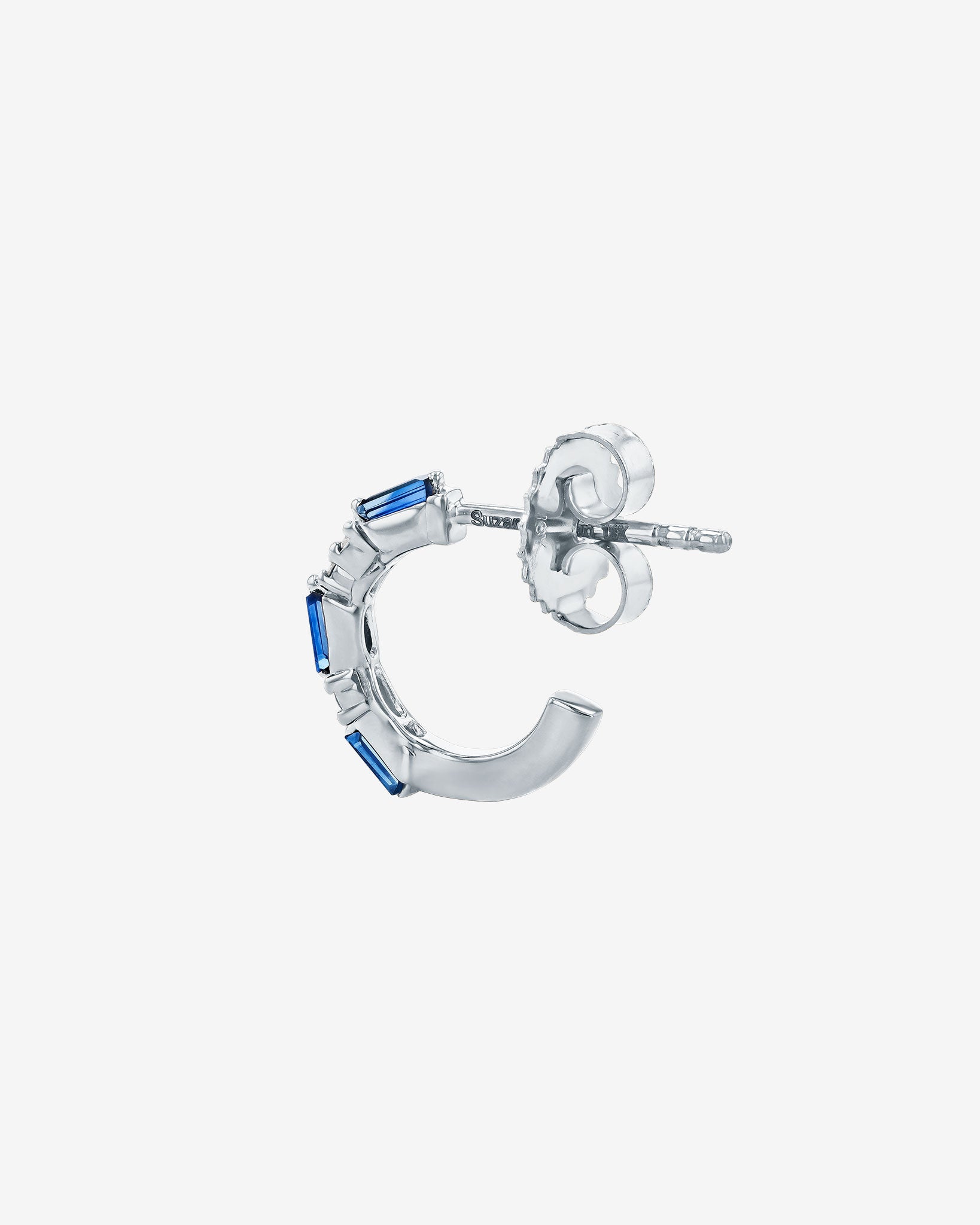 Suzanne Kalan Thin Mix Dark Blue Sapphire Mini Hoops in 18k white gold
