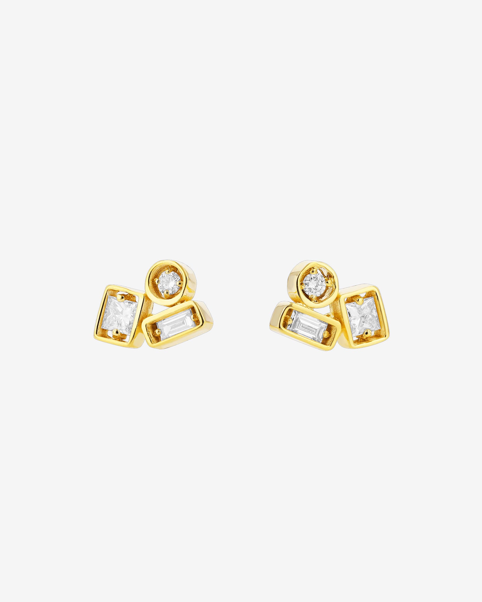Suzanne Kalan Inlay Diamond Mini Studs in 18k yellow gold