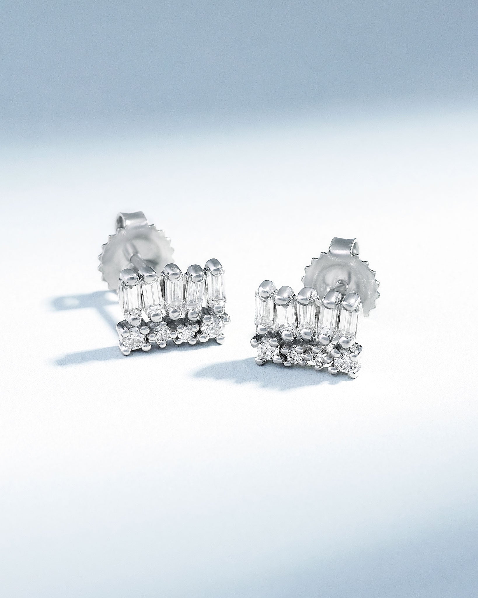 Suzanne Kalan Short Stack Diamond Studs in 18k white gold