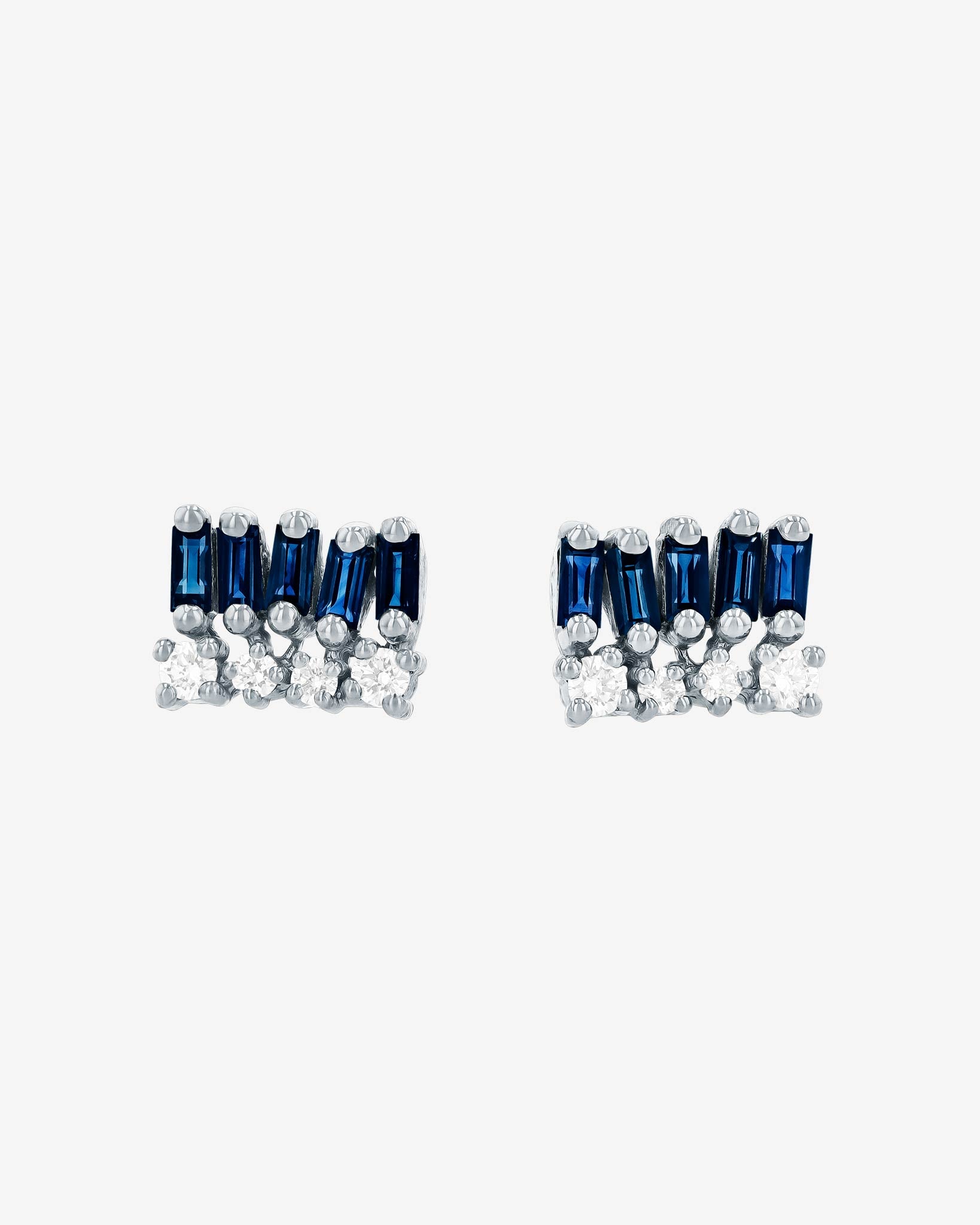 Suzanne Kalan Short Stack Dark Blue Sapphire Studs in 18k white gold