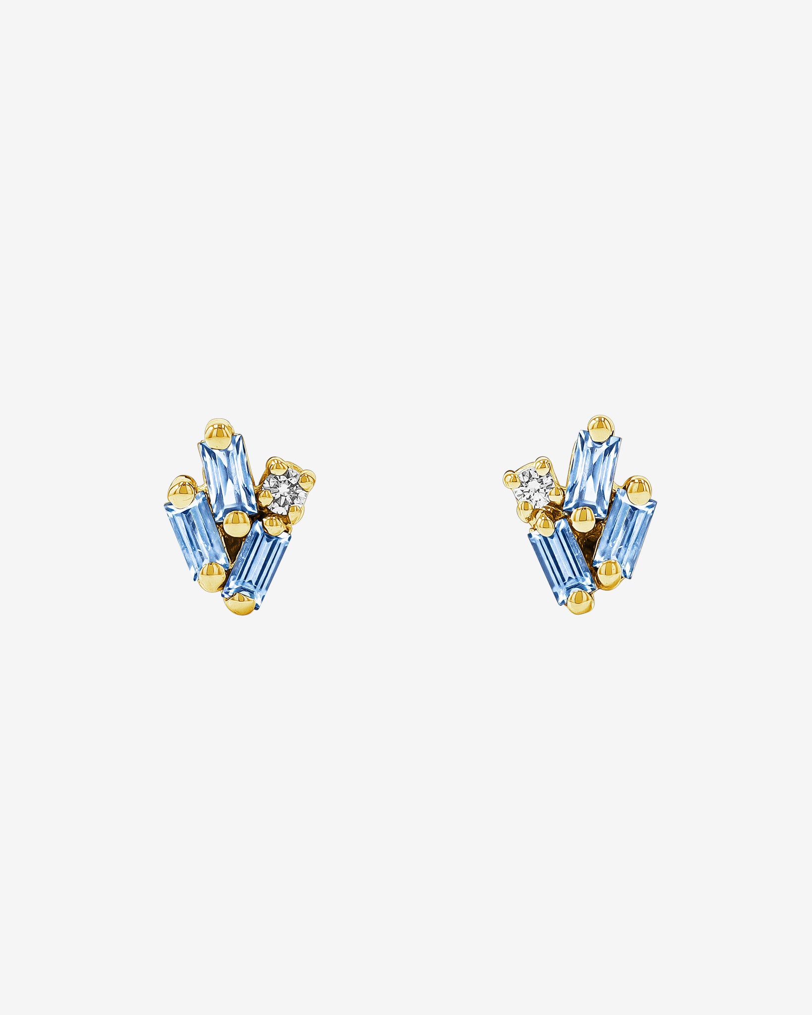 Suzanne Kalan Bold Cluster Light Blue Sapphire Studs in 18k yellow gold