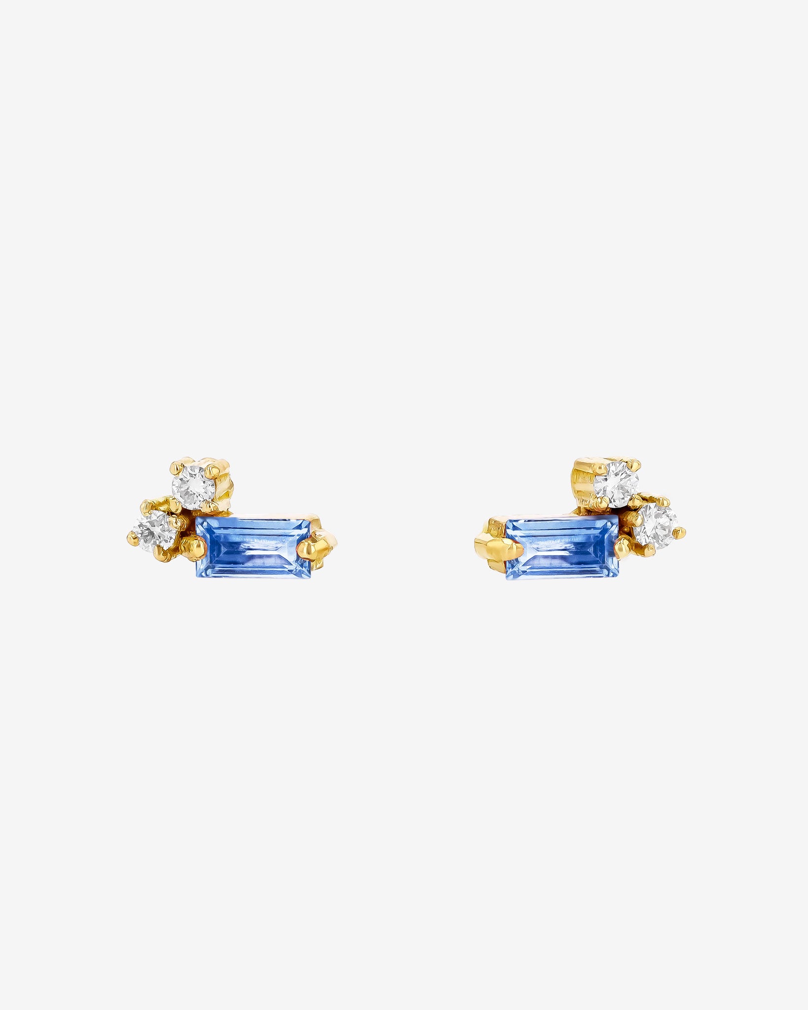 Suzanne Kalan Bold Burst Mini Light Blue Sapphire Studs in 18k yellow gold