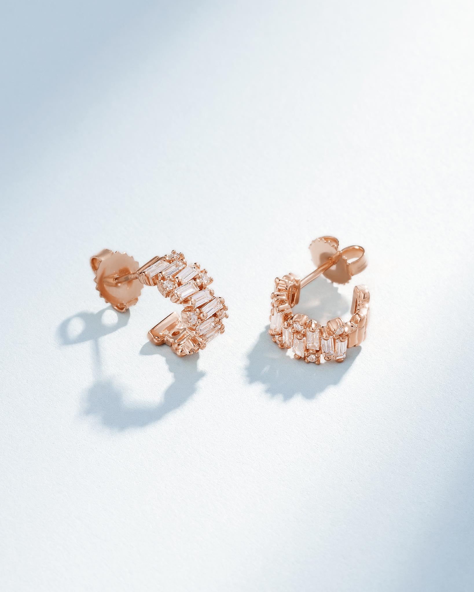 Suzanne Kalan Shimmer Diamond Mini Hoops in 18k rose gold