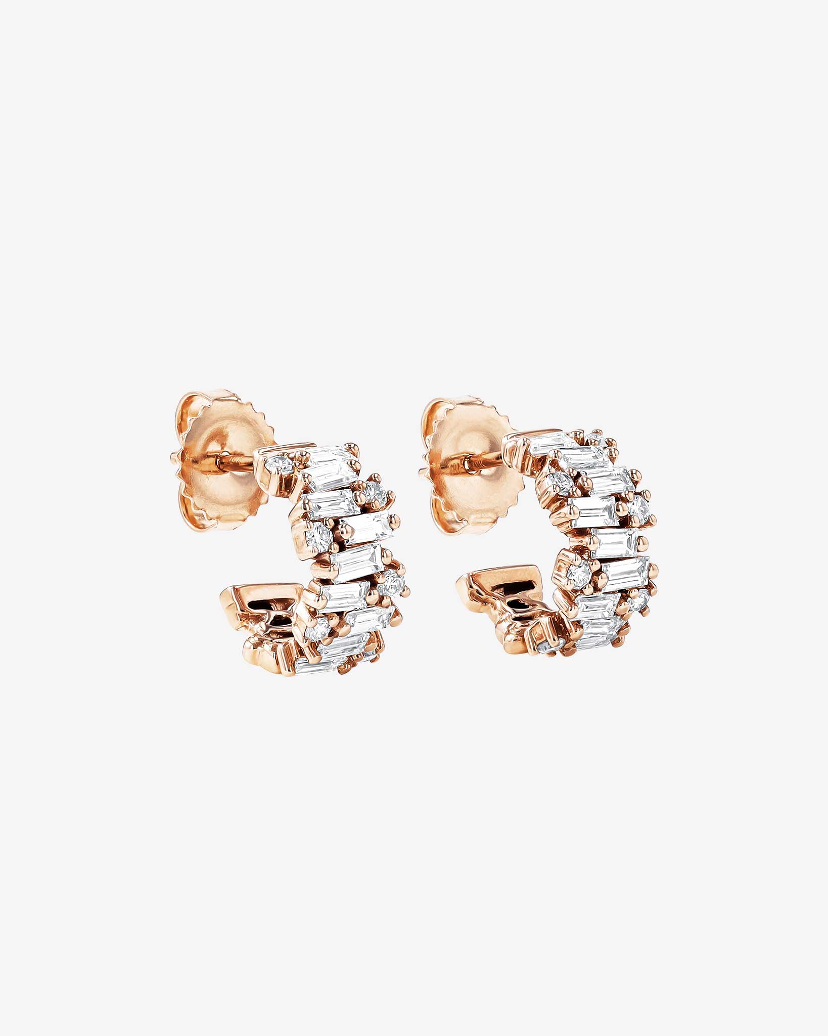 Suzanne Kalan Shimmer Diamond Mini Hoops in 18k rose gold