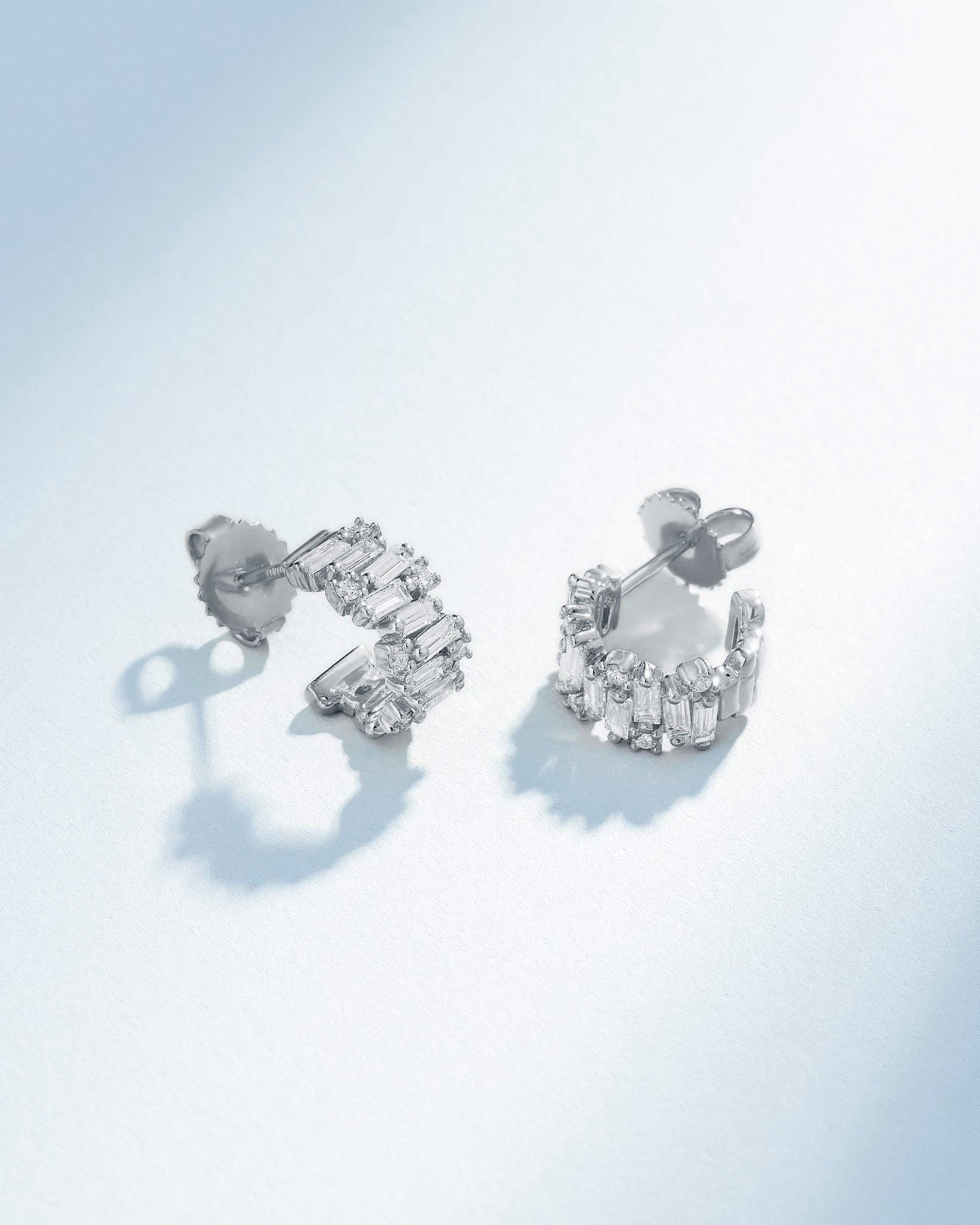 Suzanne Kalan Shimmer Diamond Mini Hoops in 18k white gold