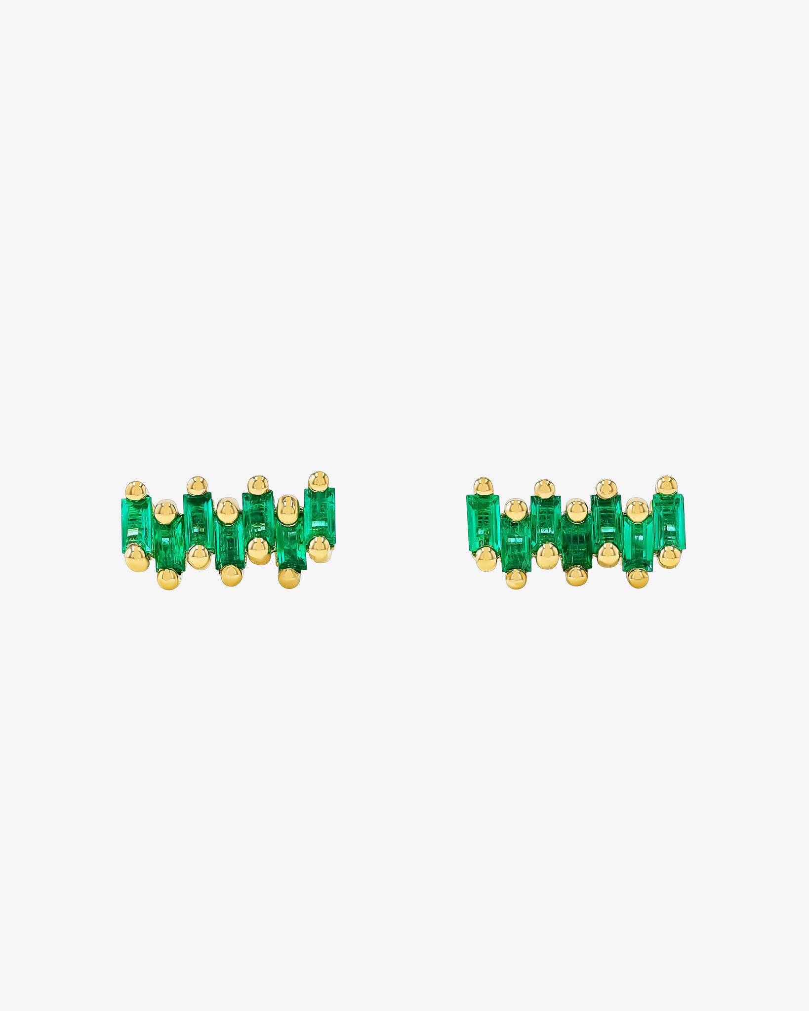Suzanne Kalan Bold ZigZag Emerald Studs in 18k yellow gold