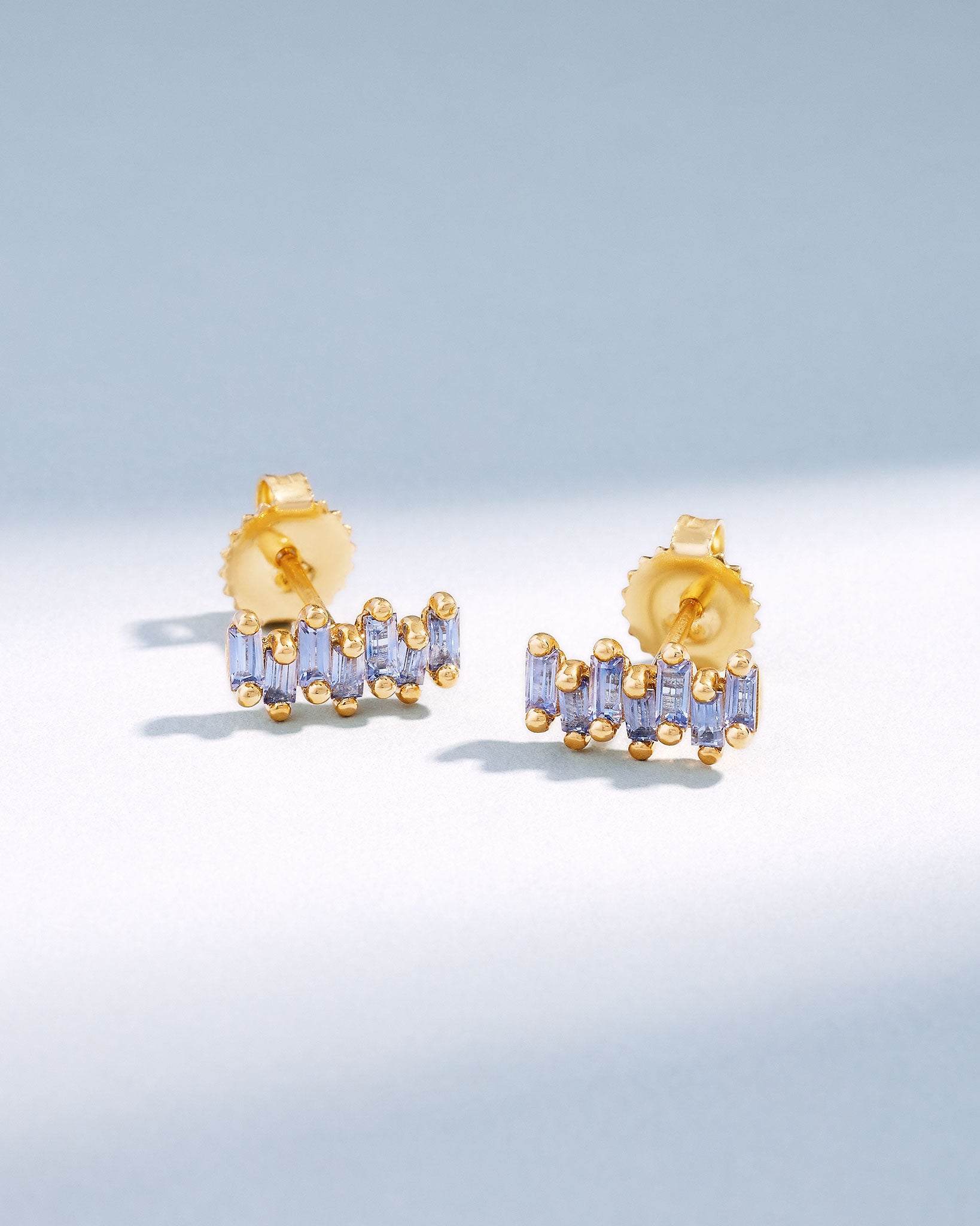 Suzanne Kalan Bold ZigZag Light Blue Sapphire Studs in 18k yellow gold
