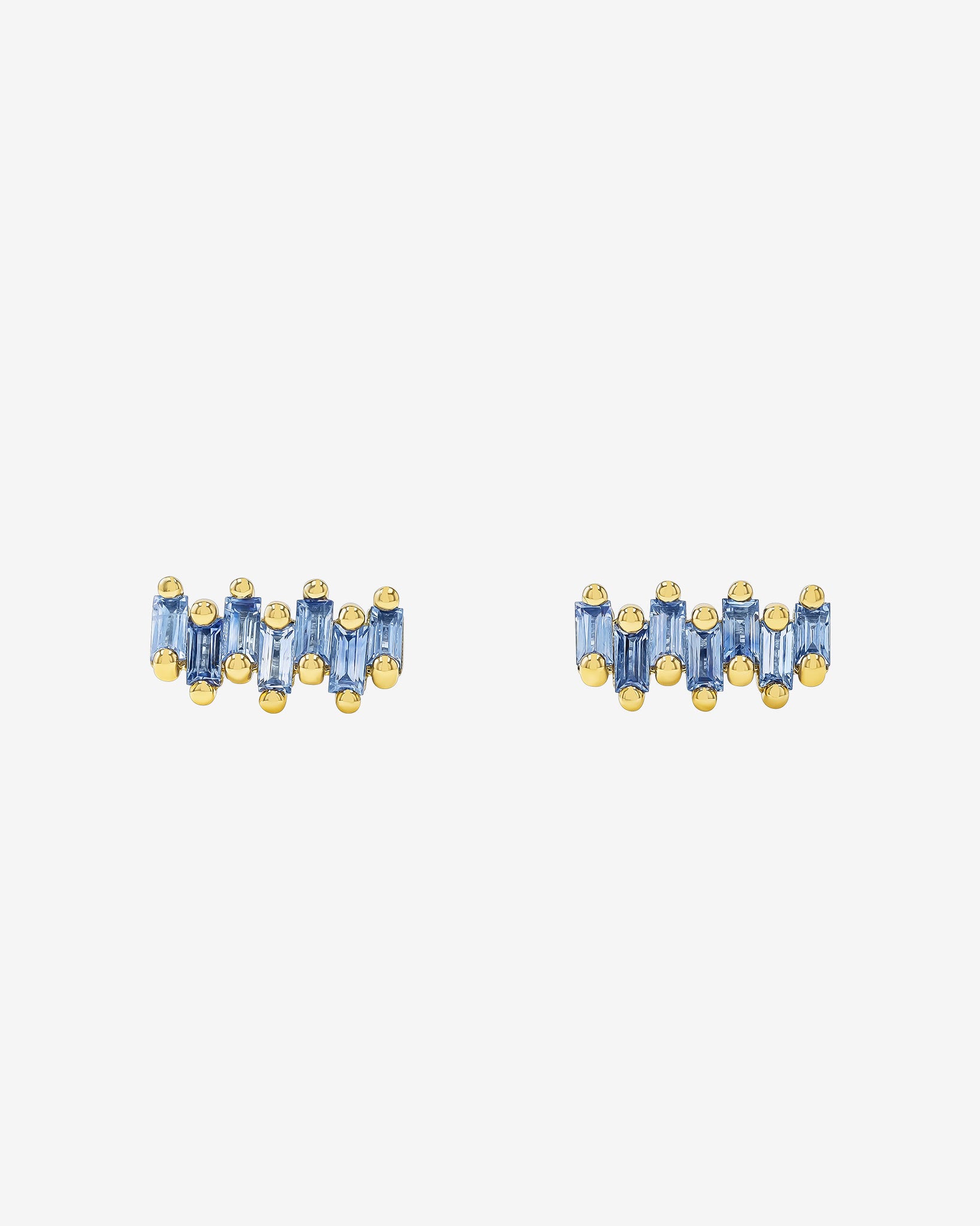 Suzanne Kalan Bold ZigZag Light Blue Sapphire Studs in 18k yellow gold