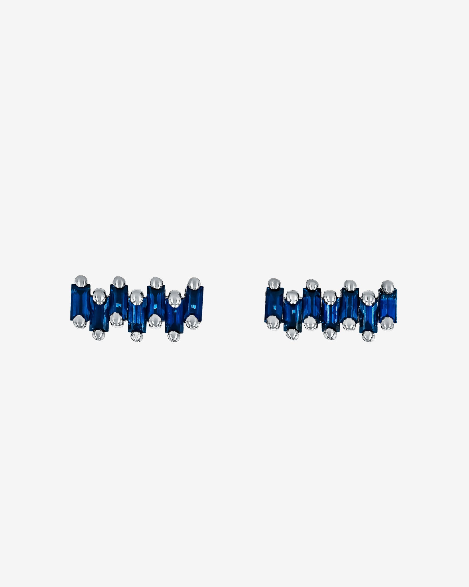 Suzanne Kalan Bold ZigZag Dark Blue Sapphire Studs in 18k white gold
